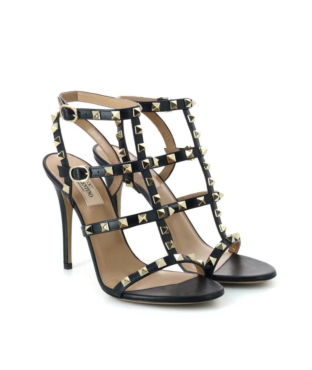 VALENTINO Черные кожаные босоножки, фото 2