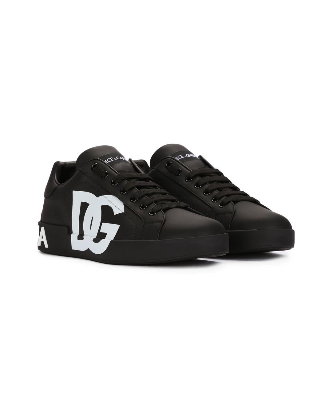 DOLCE&GABBANA Черные кожаные низкие кроссовки / кеды, фото 2