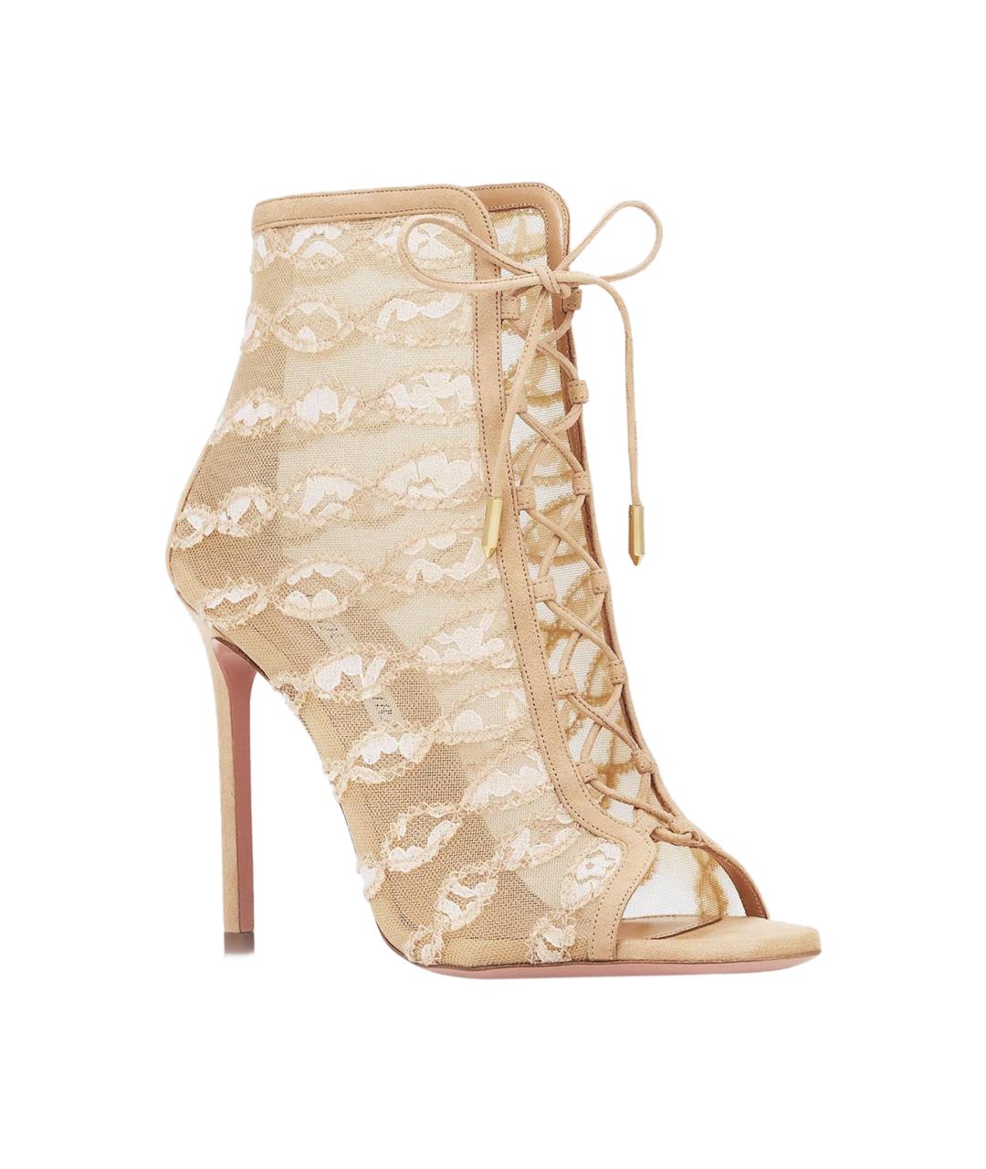 AQUAZZURA Розовые текстильные босоножки, фото 2