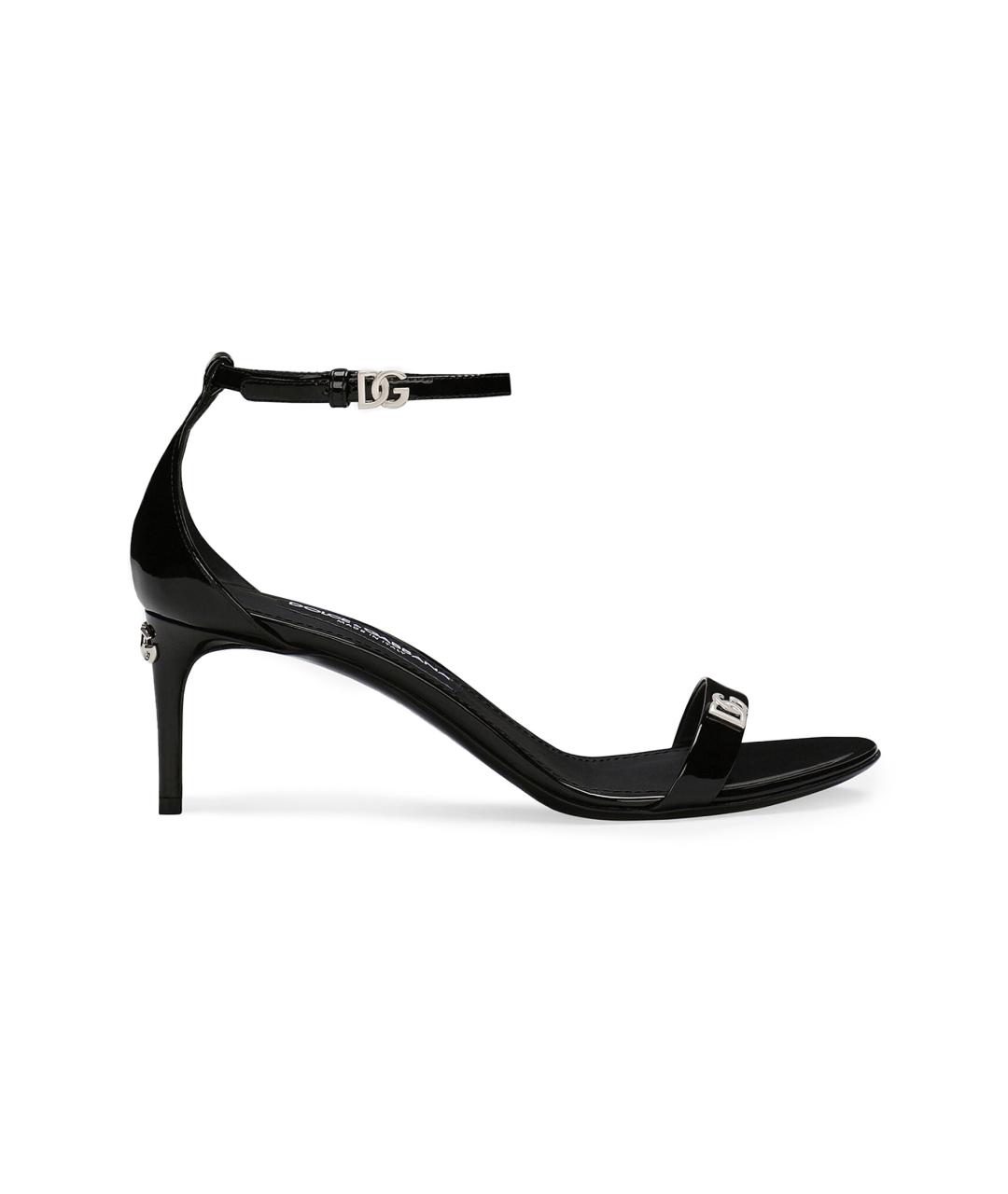 DOLCE&GABBANA Черные кожаные босоножки, фото 1