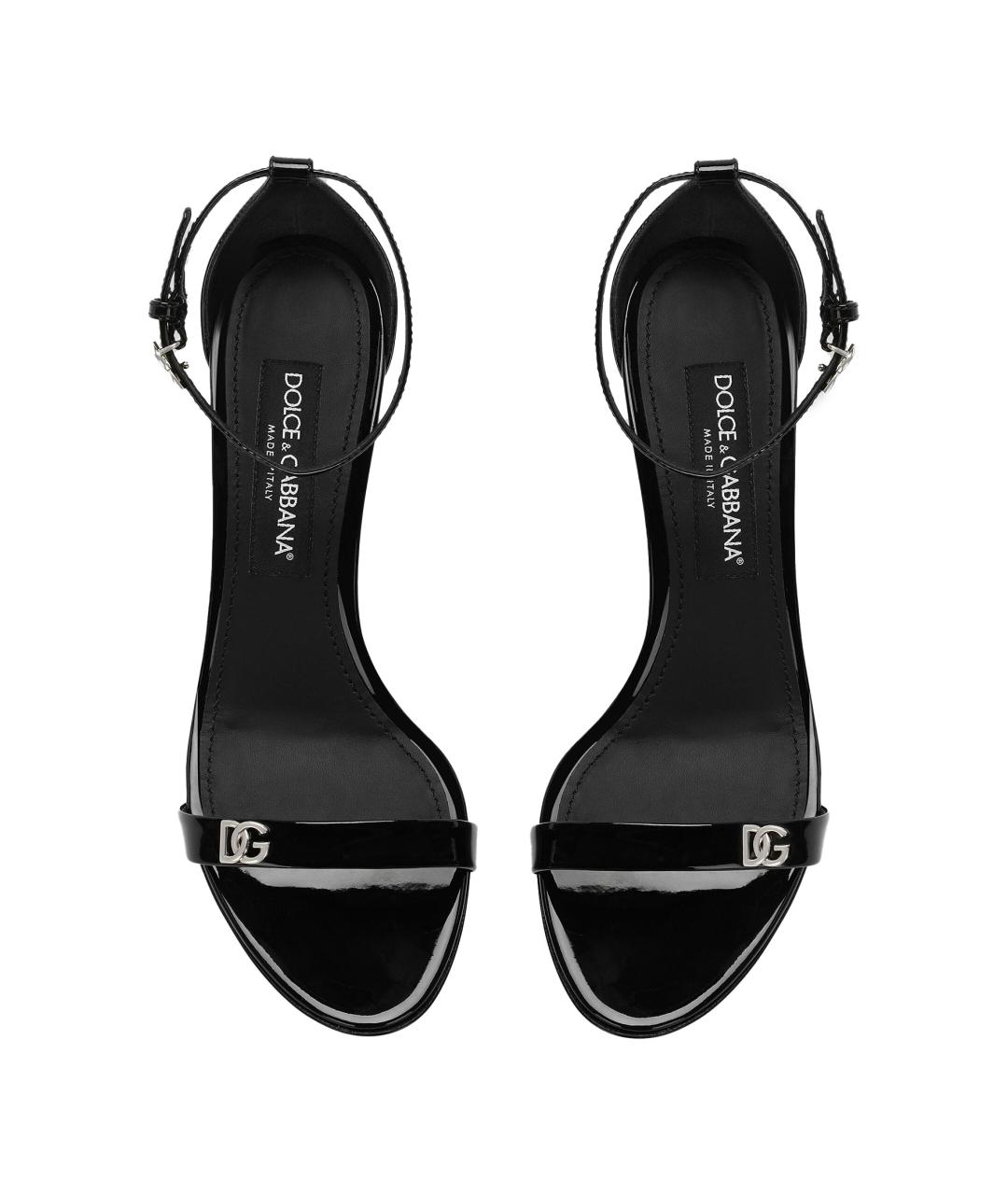 DOLCE&GABBANA Черные кожаные босоножки, фото 4