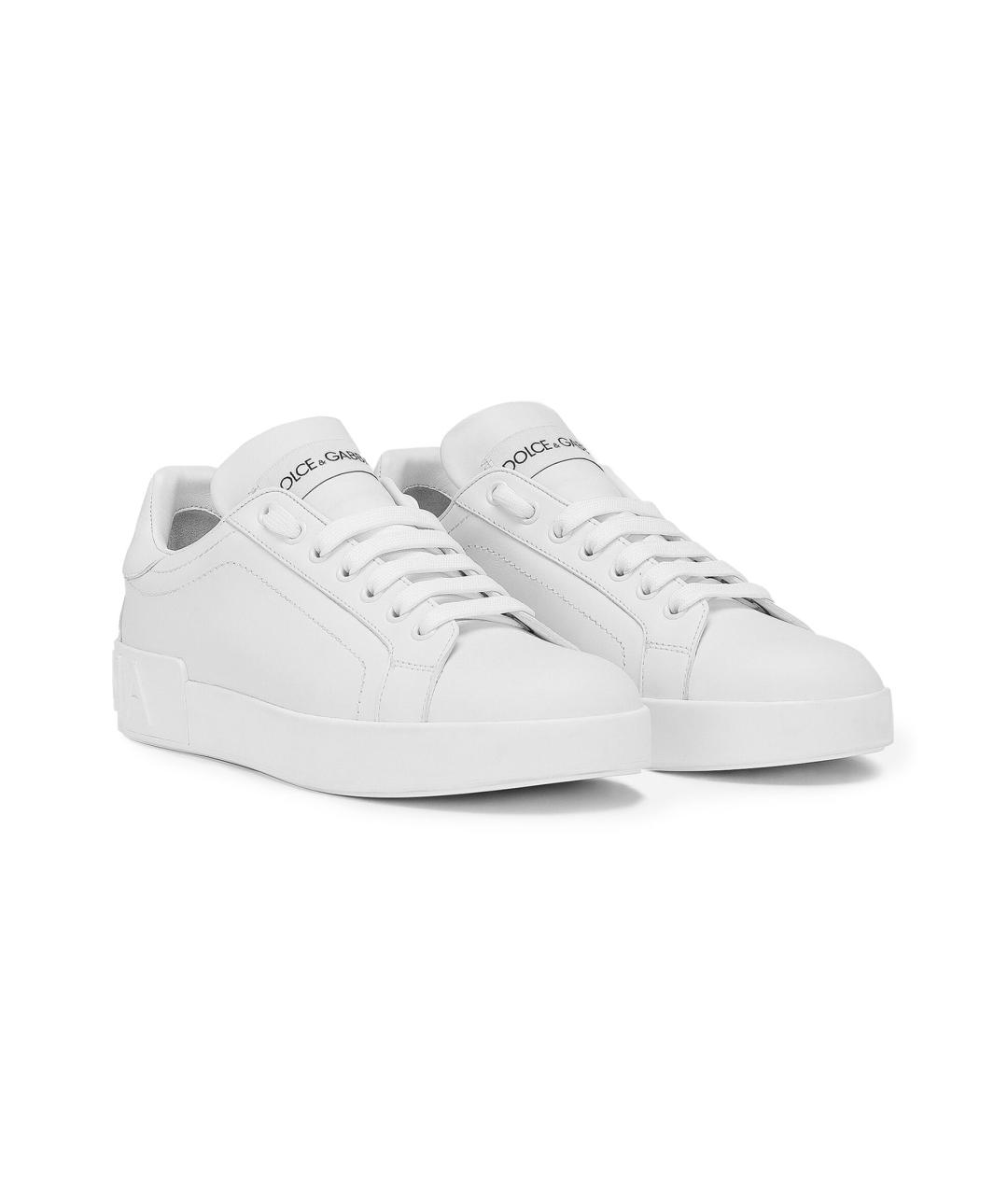 DOLCE&GABBANA Белые кожаные кеды, фото 2