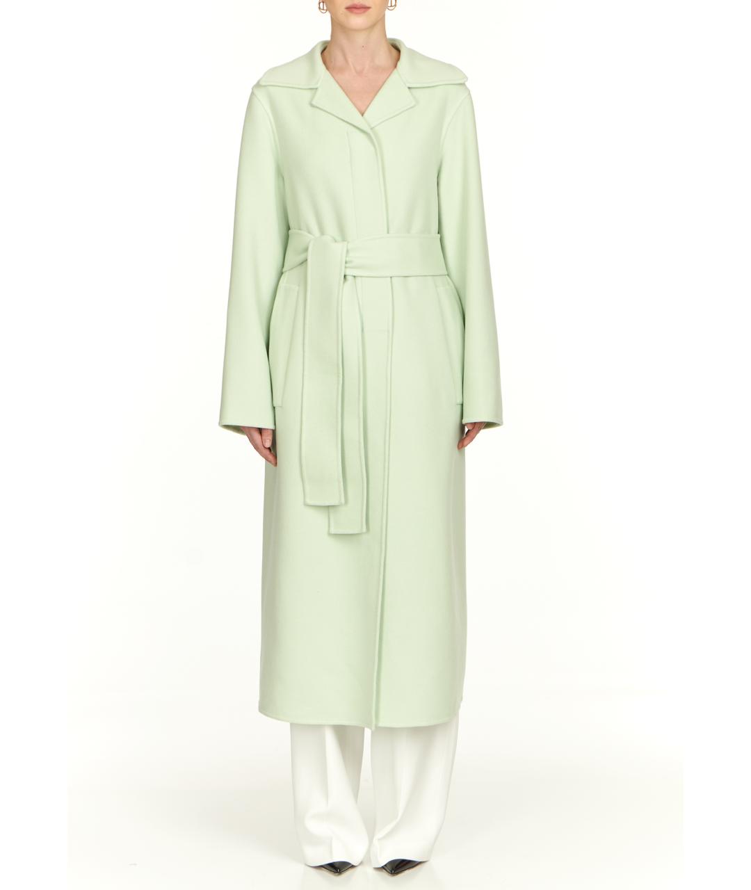 JIL SANDER Зеленые шерстяное пальто, фото 2