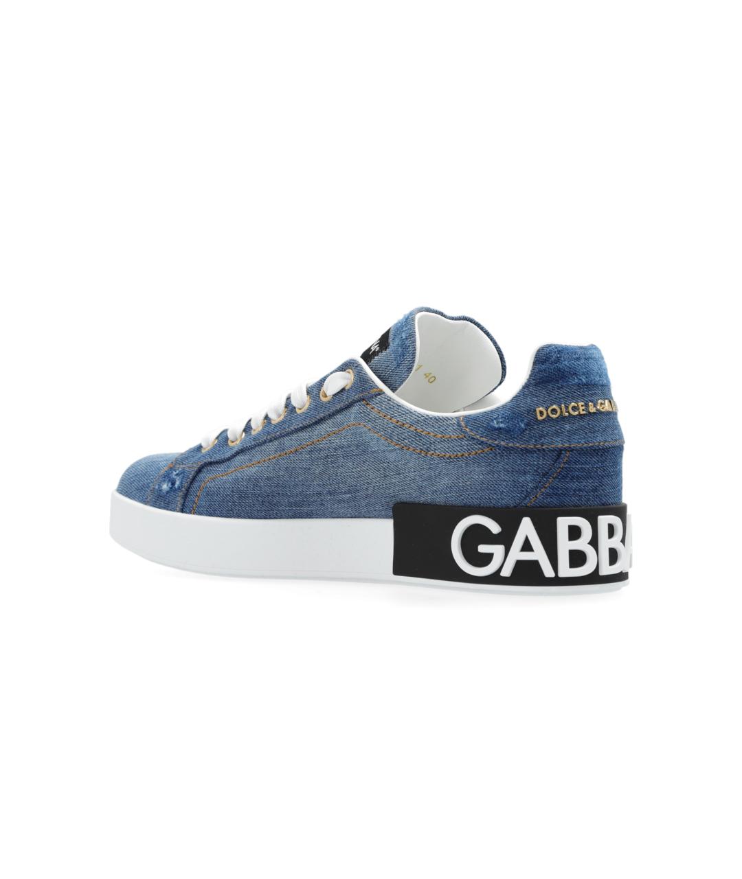 DOLCE&GABBANA Синие текстильные кеды, фото 4