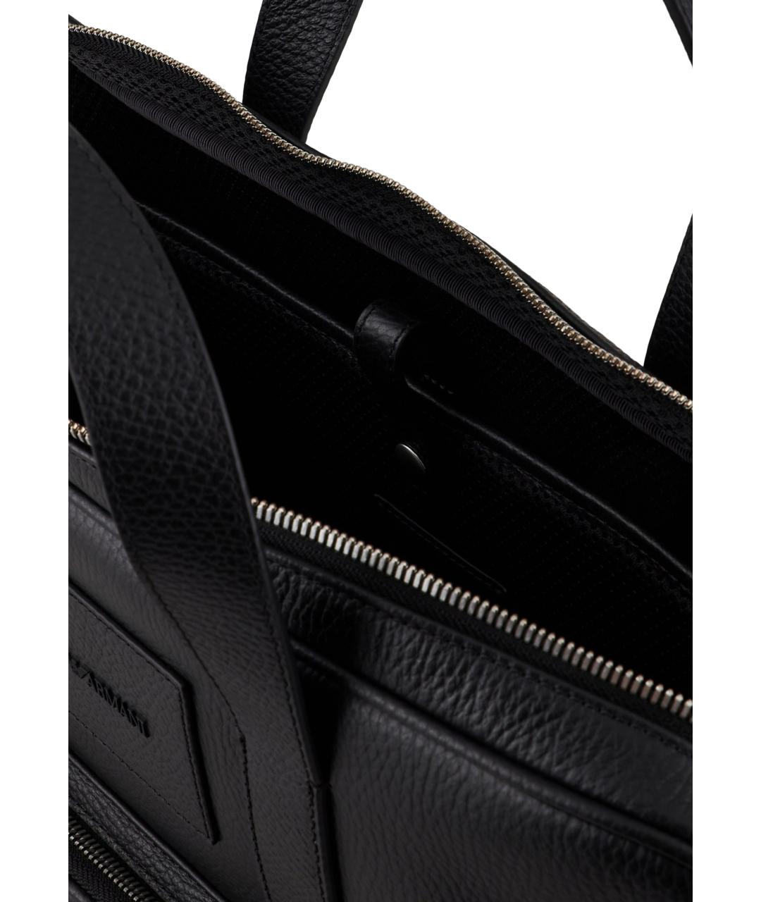 EMPORIO ARMANI Черный кожаный портфель, фото 4