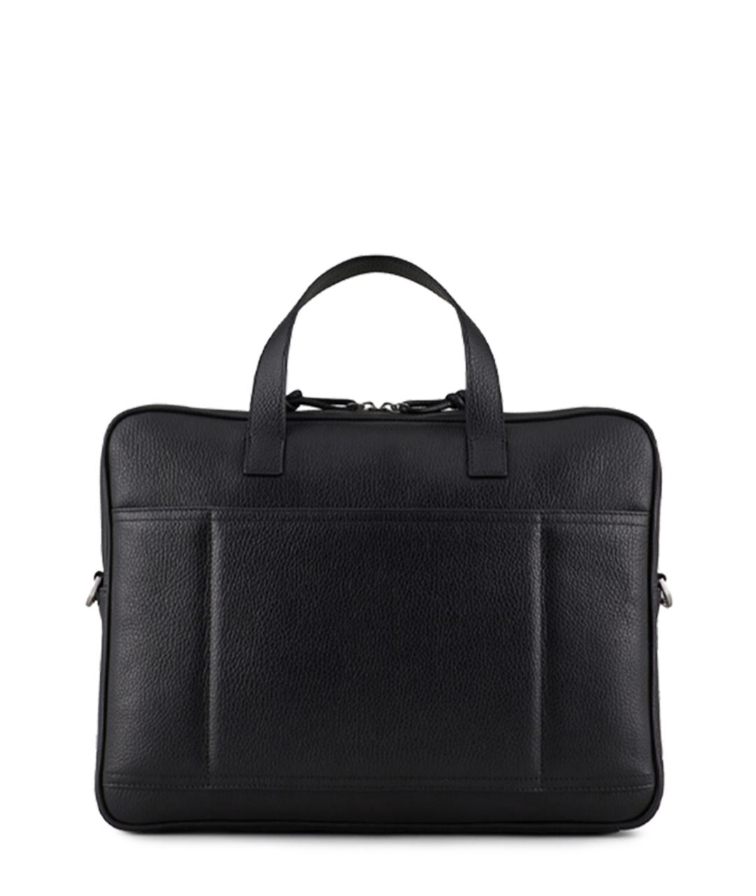 EMPORIO ARMANI Черный кожаный портфель, фото 2