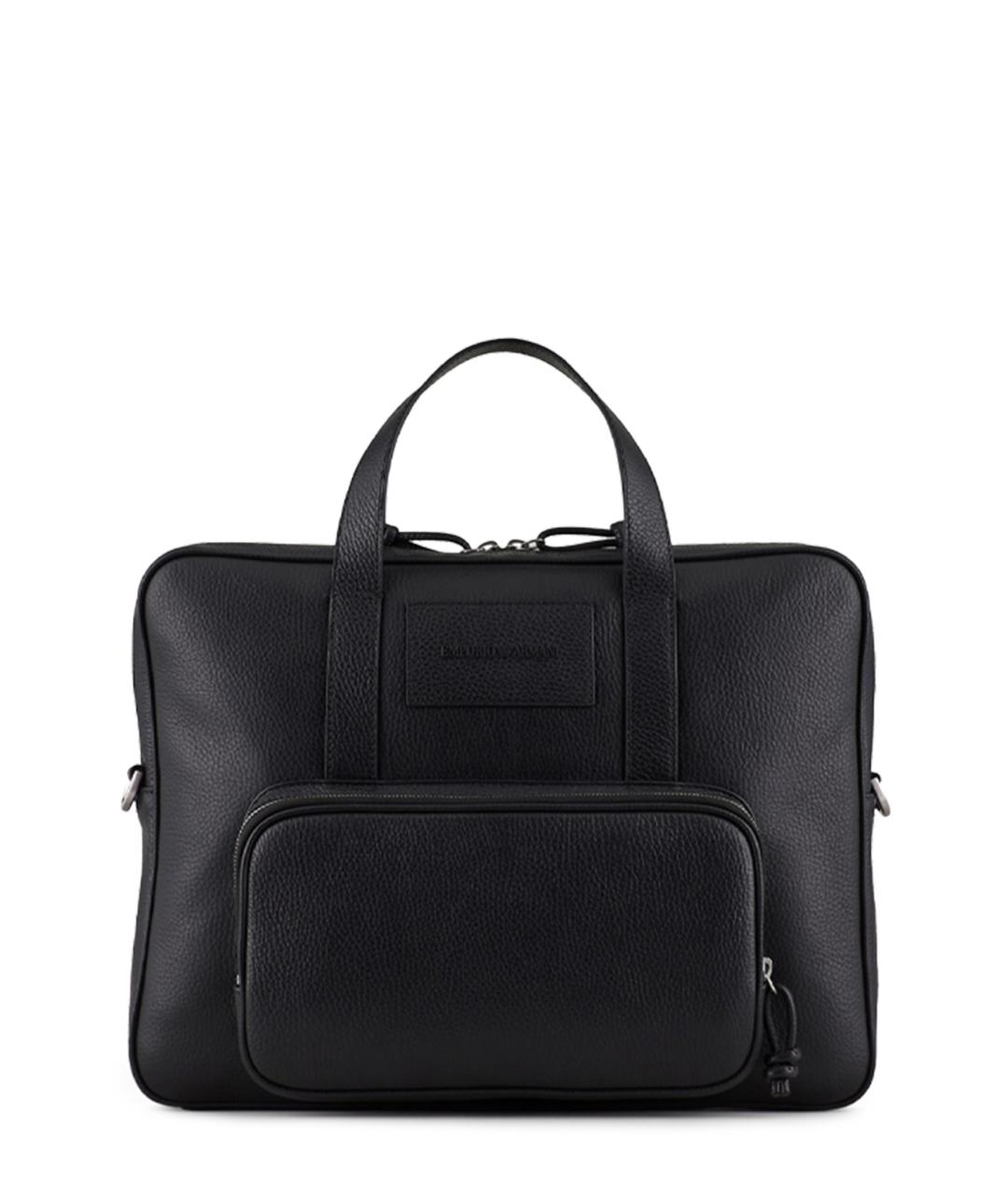 EMPORIO ARMANI Черный кожаный портфель, фото 1
