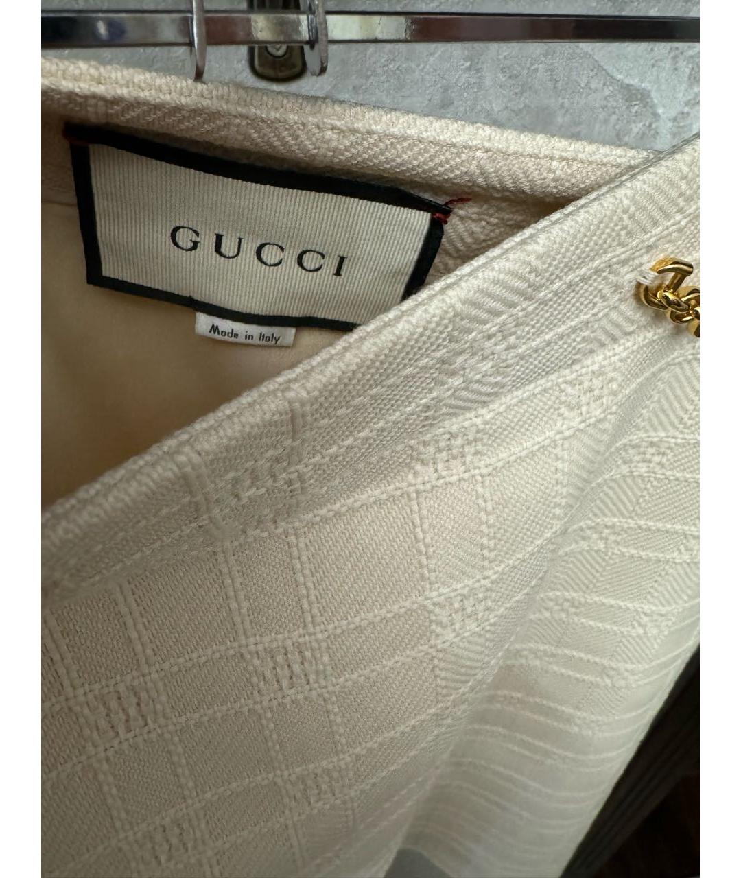 GUCCI Белая хлопковая юбка мини, фото 4