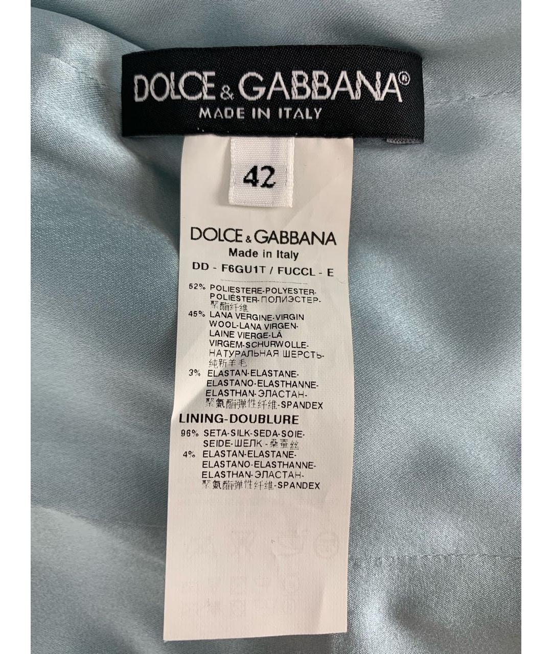 DOLCE&GABBANA Голубое шерстяное повседневное платье, фото 7