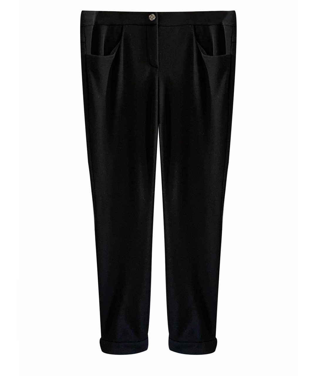 CHANEL PRE-OWNED Черные шерстяные прямые брюки, фото 1