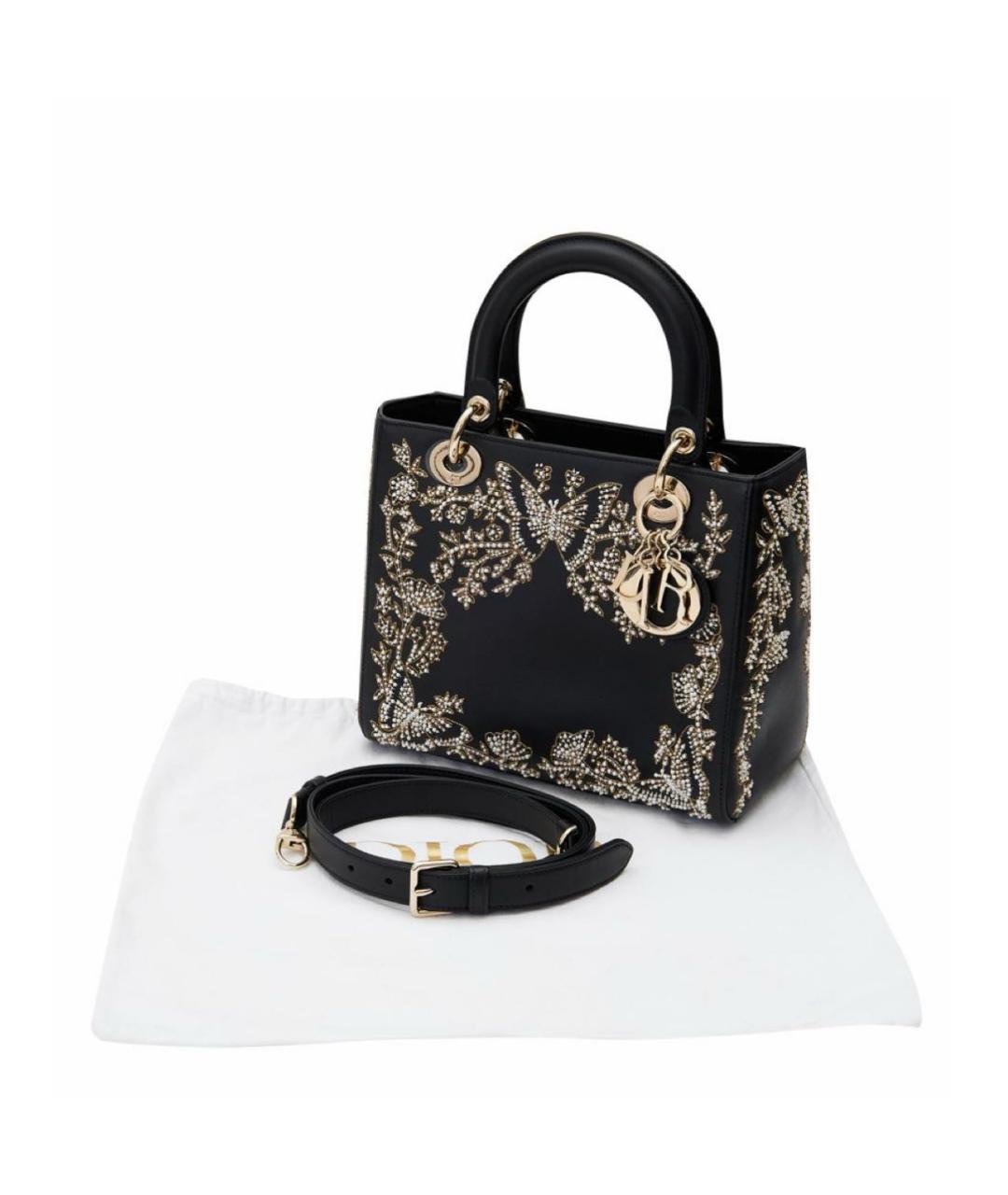 CHRISTIAN DIOR Черная кожаная сумка с короткими ручками, фото 3