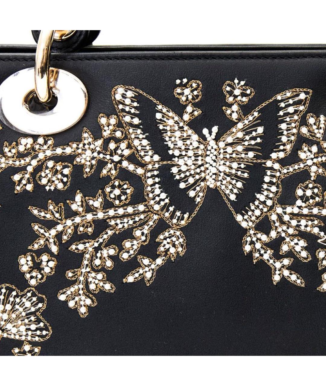 CHRISTIAN DIOR Черная кожаная сумка с короткими ручками, фото 6