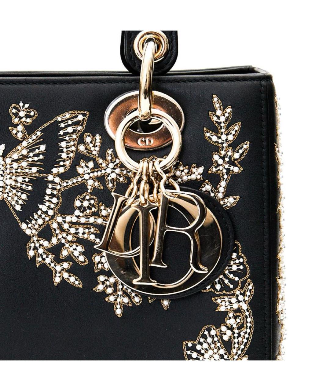 CHRISTIAN DIOR Черная кожаная сумка с короткими ручками, фото 5