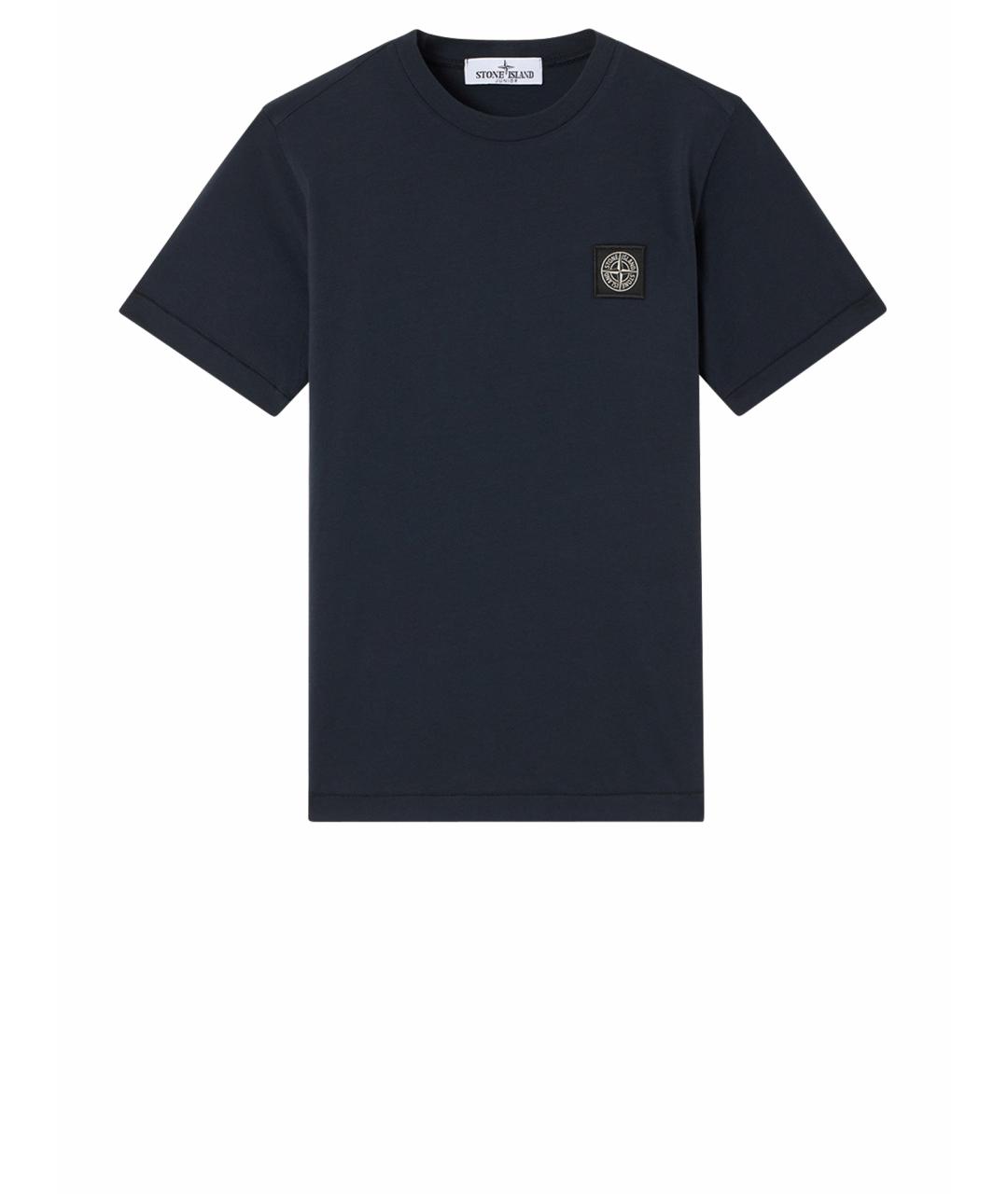 STONE ISLAND Темно-синяя хлопковая футболка, фото 1