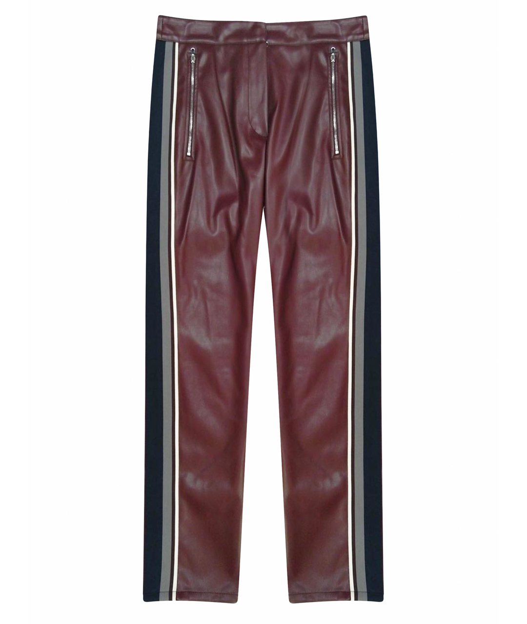 MAX MARA Бордовые полиуретановые прямые брюки, фото 1