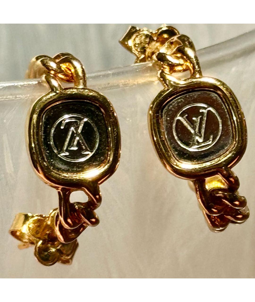 LOUIS VUITTON Золотые металлические серьги, фото 5