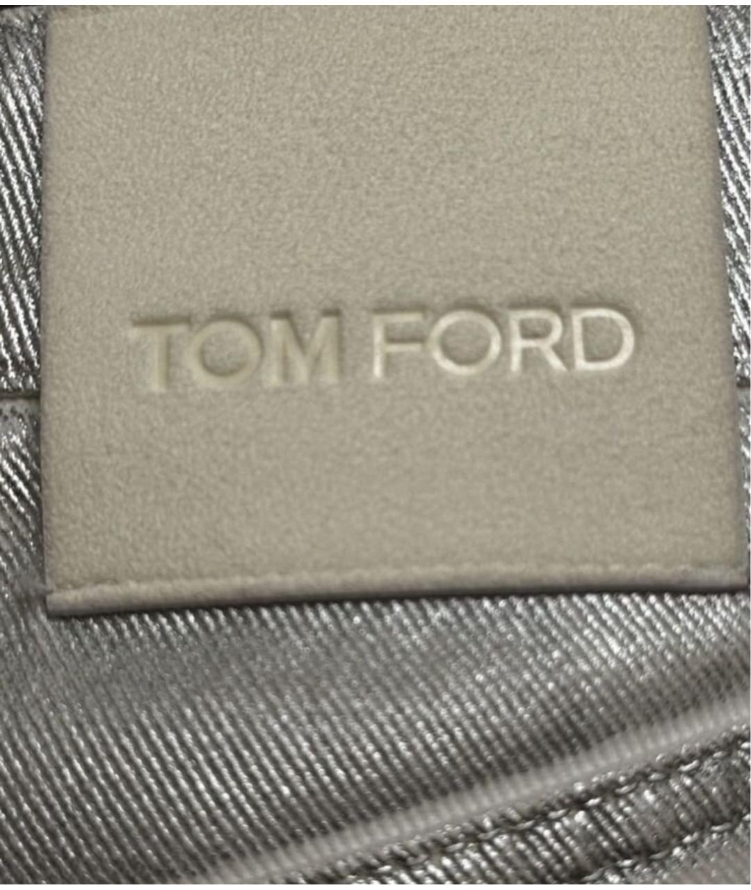 TOM FORD Серебряные хлопковые прямые джинсы, фото 8