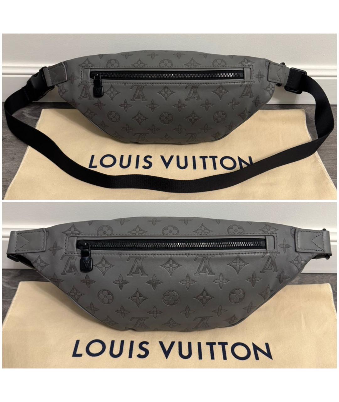 LOUIS VUITTON Серая кожаная поясная сумка, фото 2