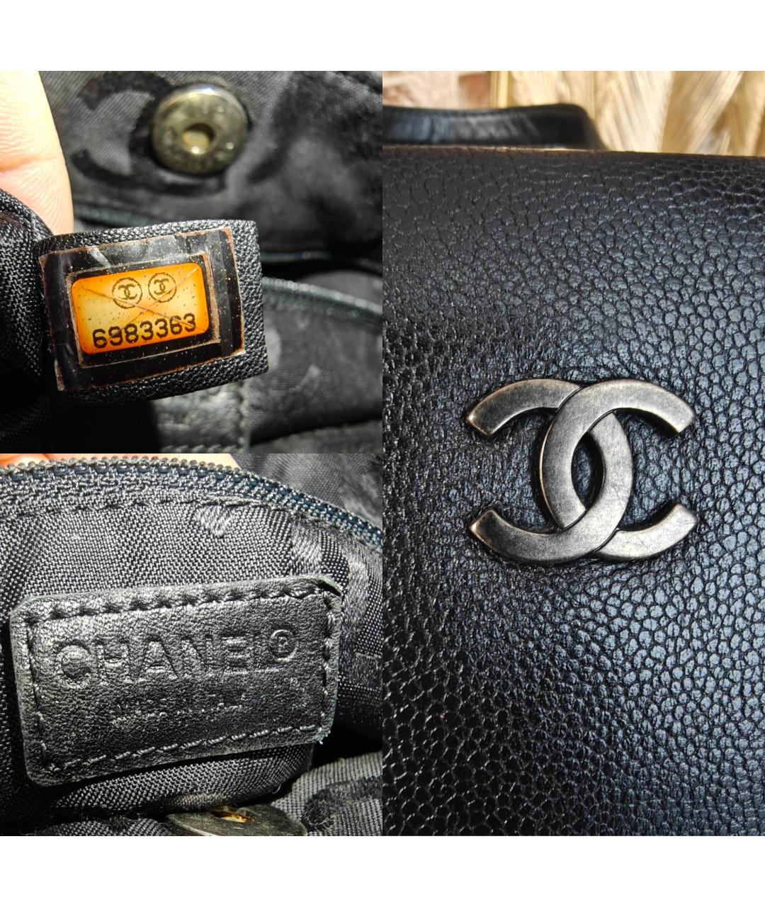 CHANEL Черная кожаная сумка с короткими ручками, фото 6