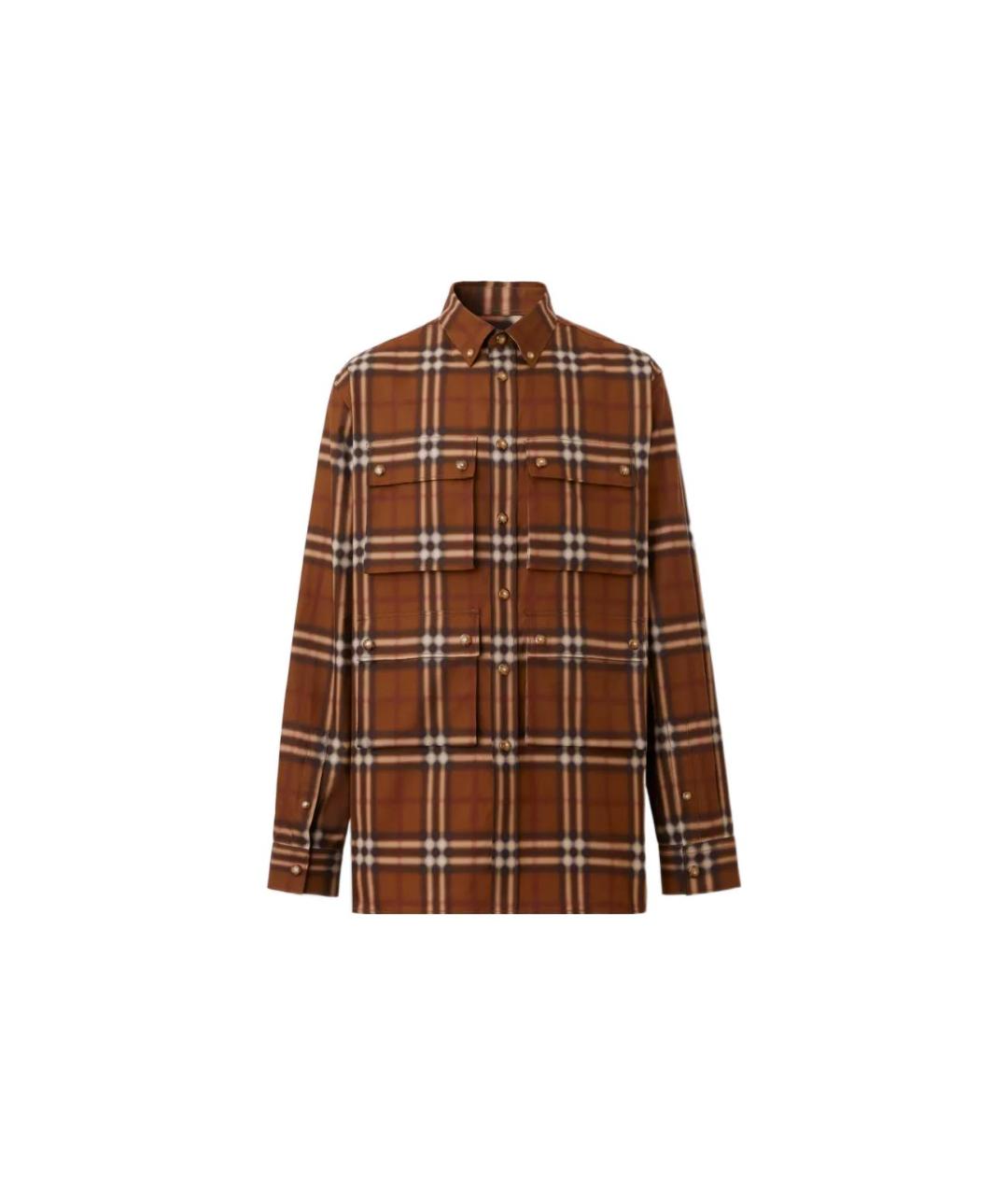 BURBERRY Коричневая хлопковая кэжуал рубашка, фото 6