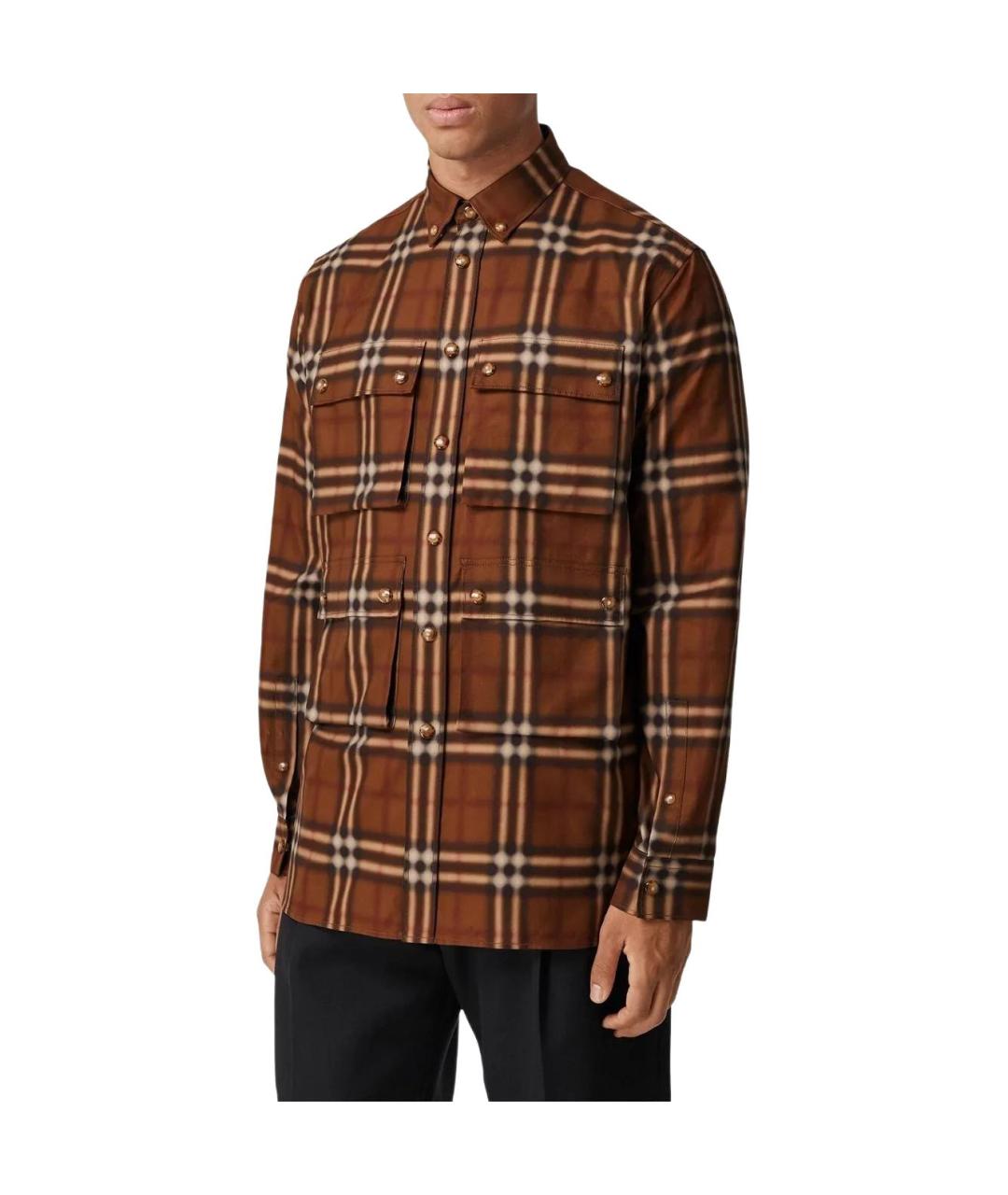 BURBERRY Коричневая хлопковая кэжуал рубашка, фото 2