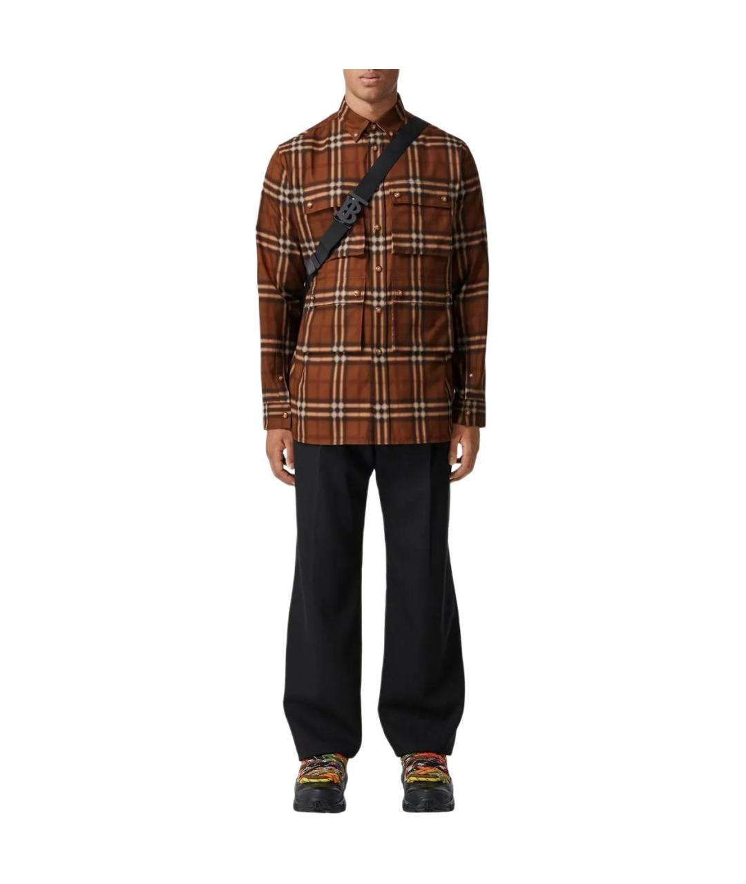 BURBERRY Коричневая хлопковая кэжуал рубашка, фото 4