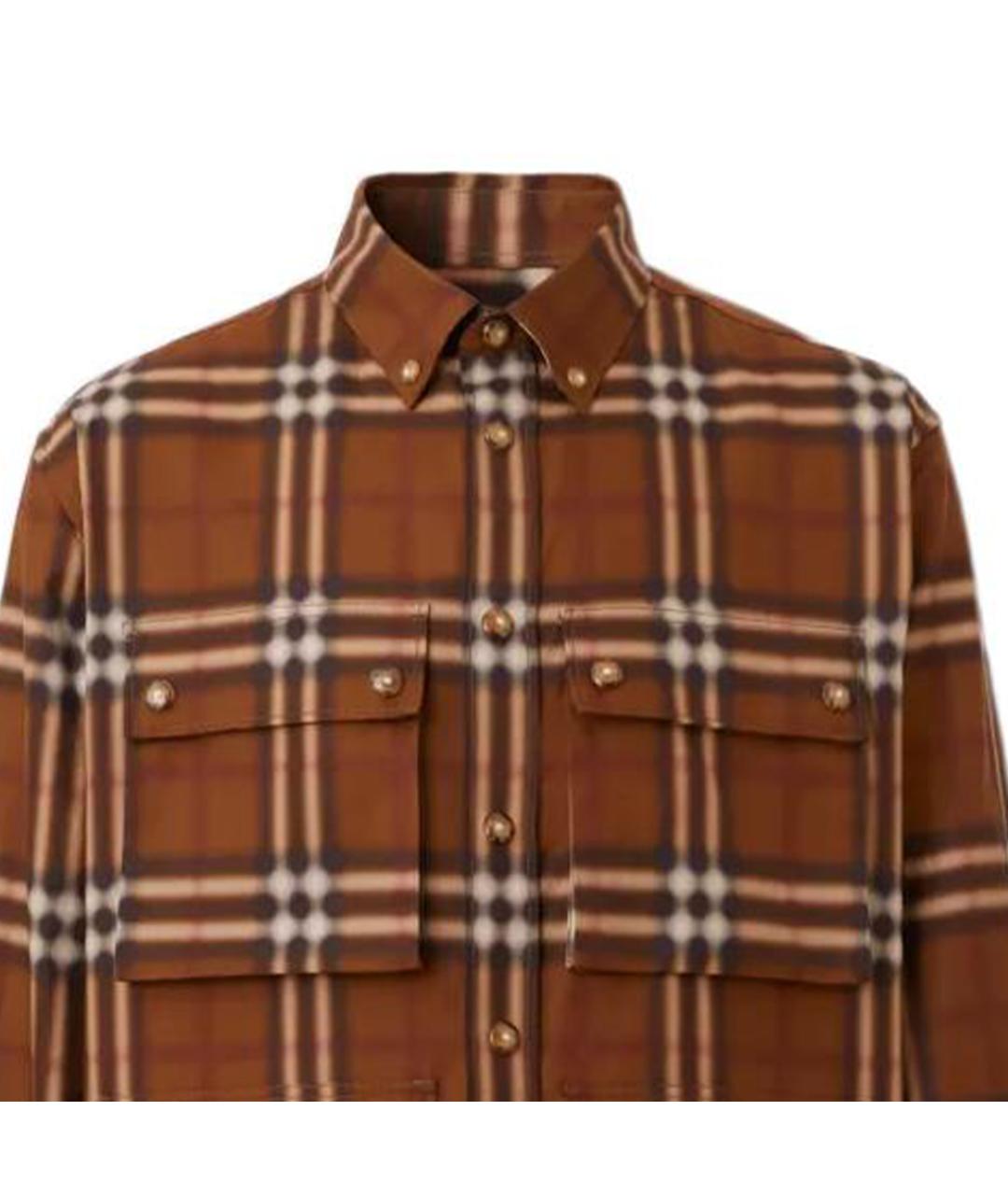 BURBERRY Коричневая хлопковая кэжуал рубашка, фото 5
