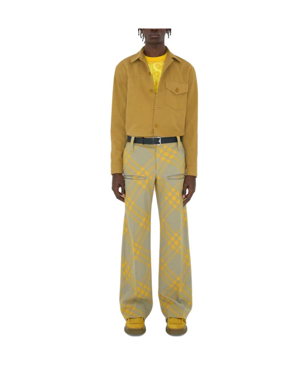 BURBERRY Горчичная хлопковая кэжуал рубашка, фото 3