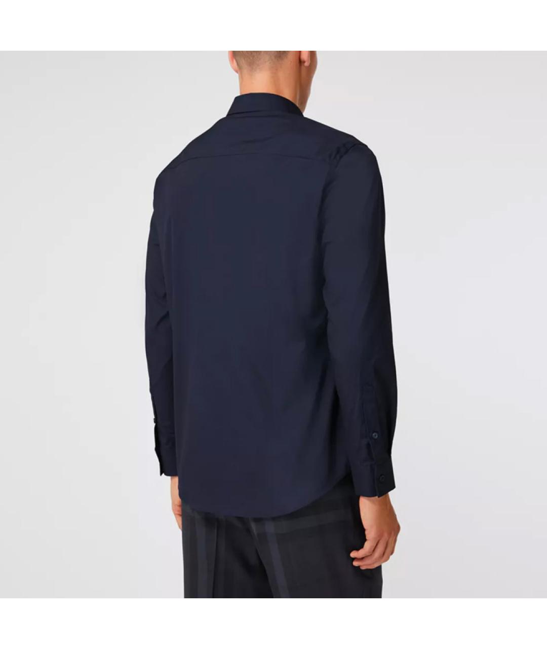 BURBERRY Темно-синяя хлопковая классическая рубашка, фото 5