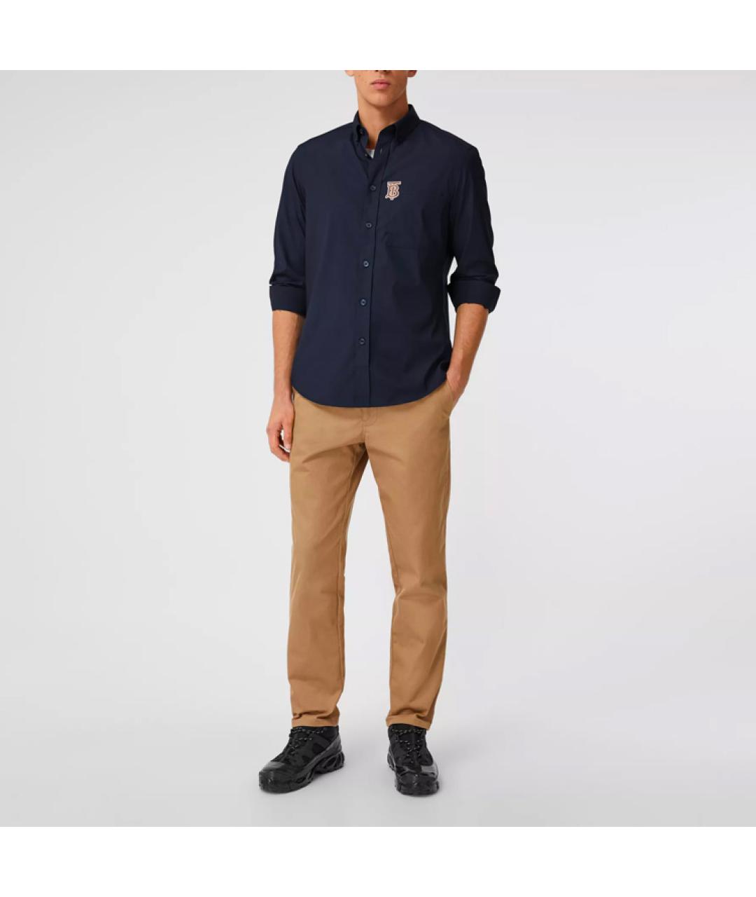 BURBERRY Темно-синяя хлопковая классическая рубашка, фото 3