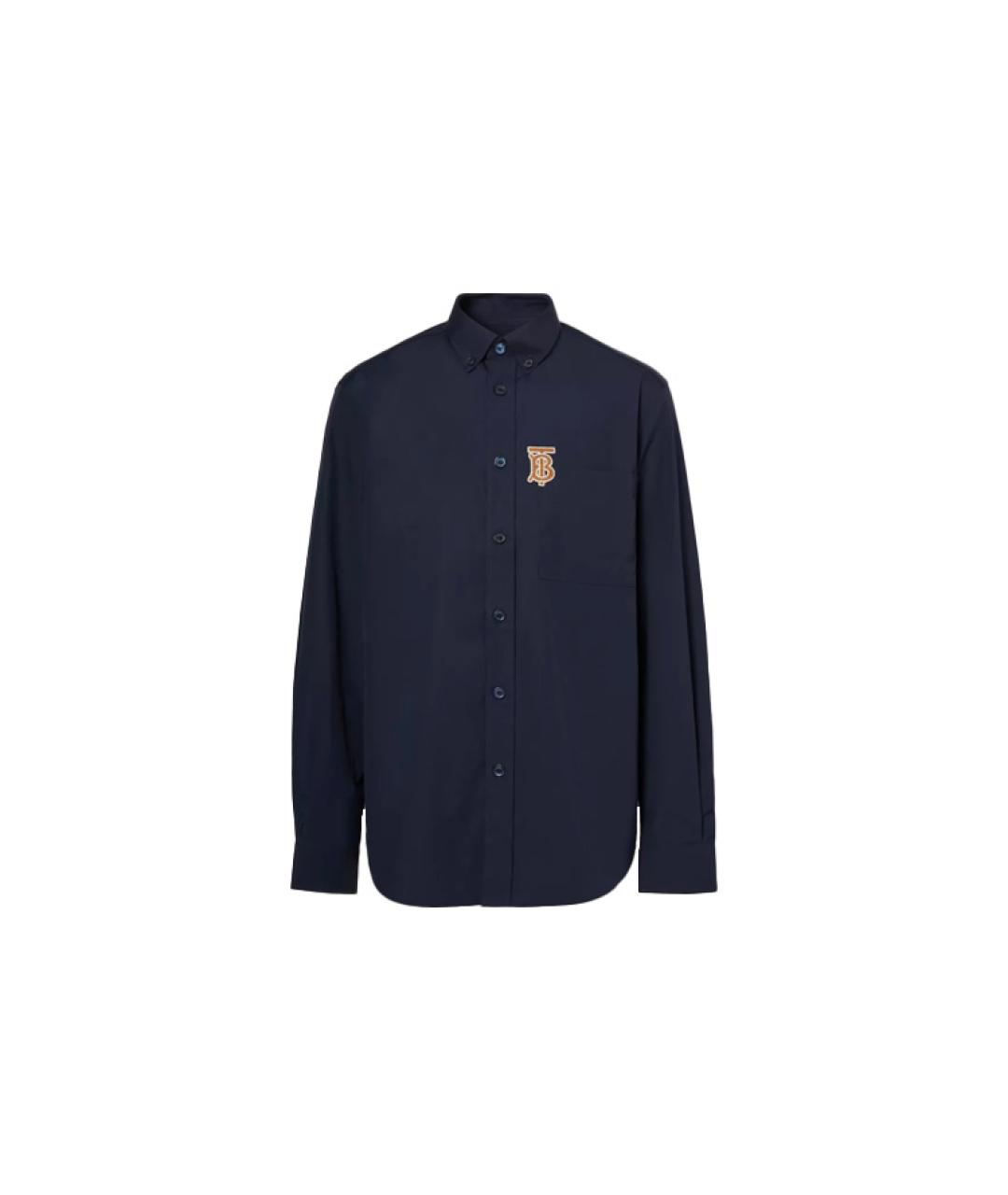 BURBERRY Темно-синяя хлопковая классическая рубашка, фото 6