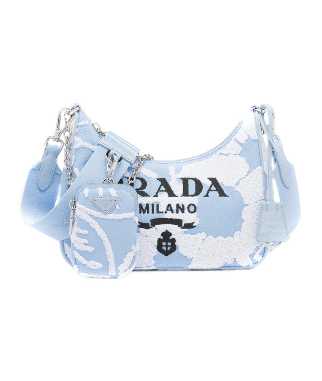 PRADA Голубая тканевая сумка через плечо, фото 1