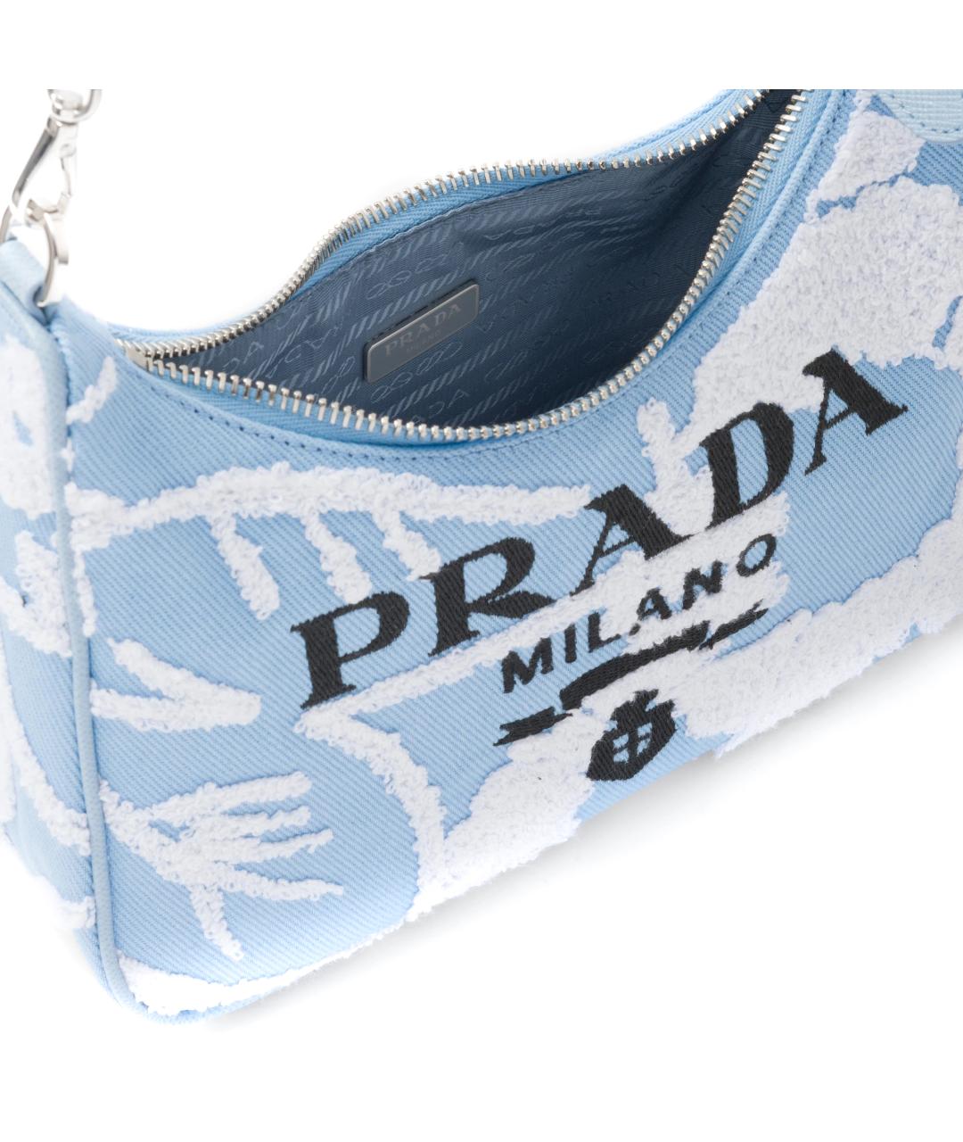 PRADA Голубая тканевая сумка через плечо, фото 5