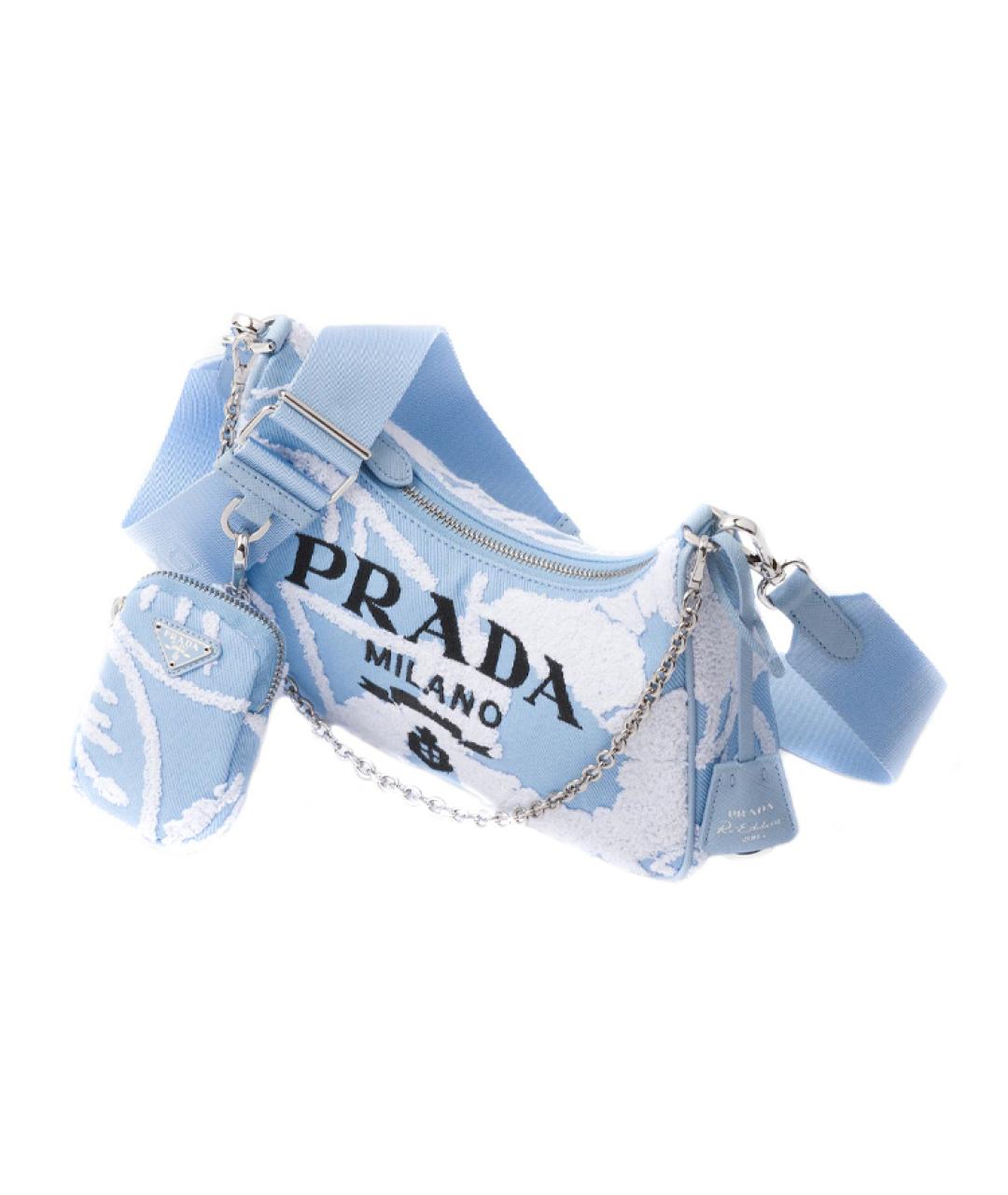 PRADA Голубая тканевая сумка через плечо, фото 3