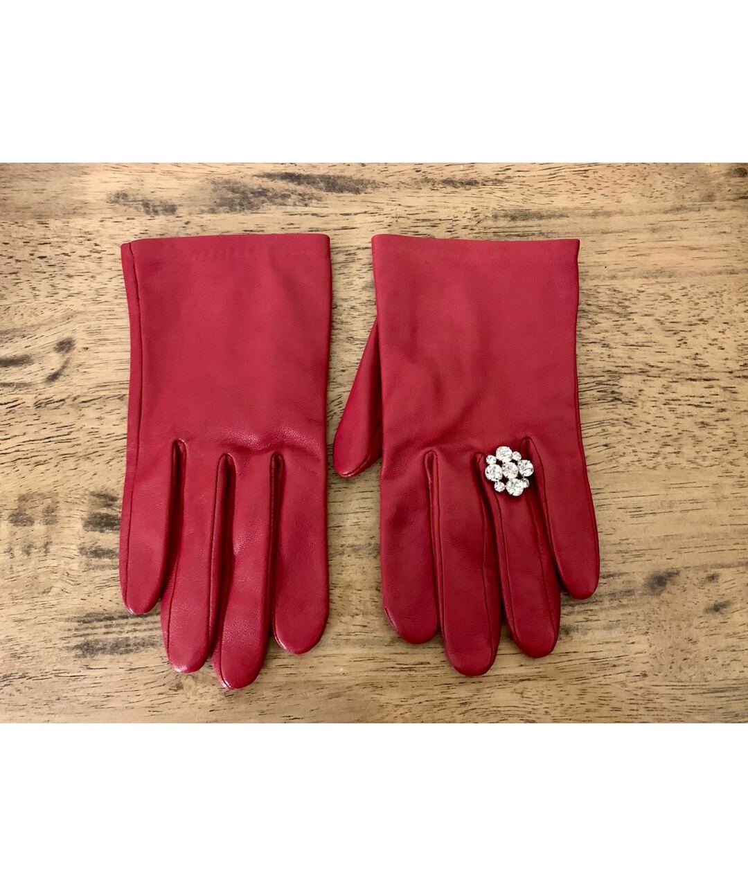 AGNELLE Красные кожаные перчатки, фото 7