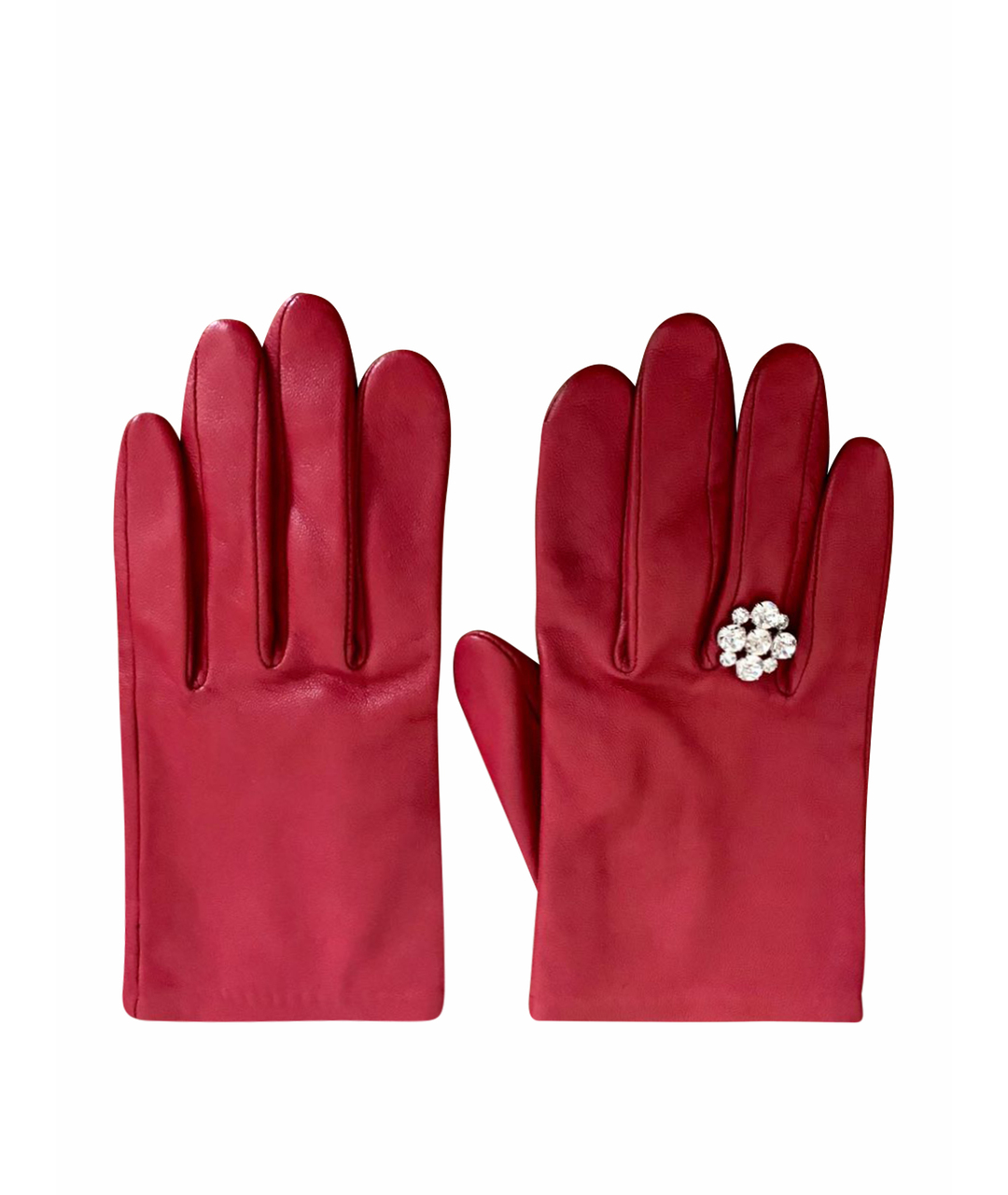 AGNELLE Красные кожаные перчатки, фото 1
