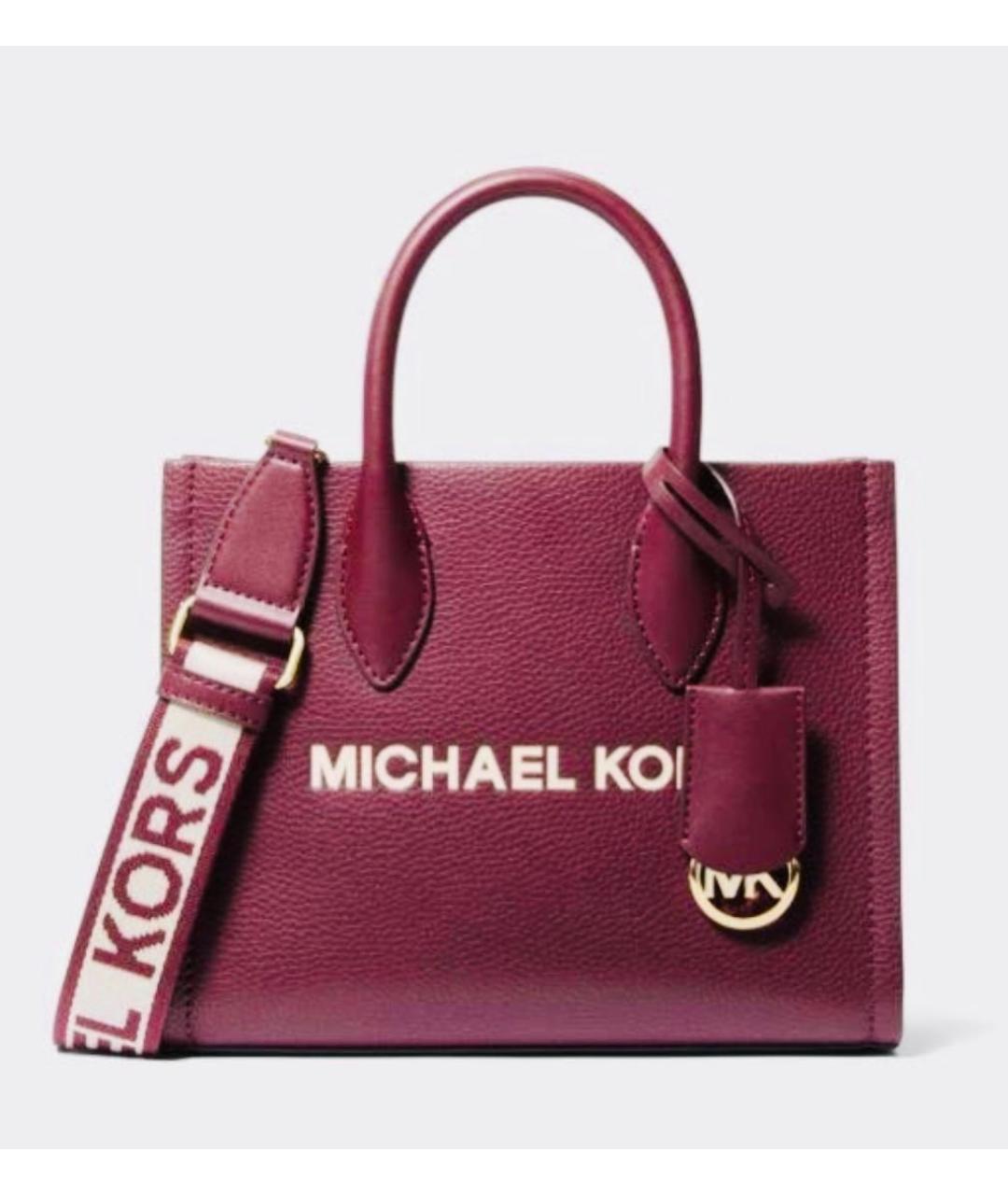 MICHAEL KORS Бордовая кожаная сумка тоут, фото 9