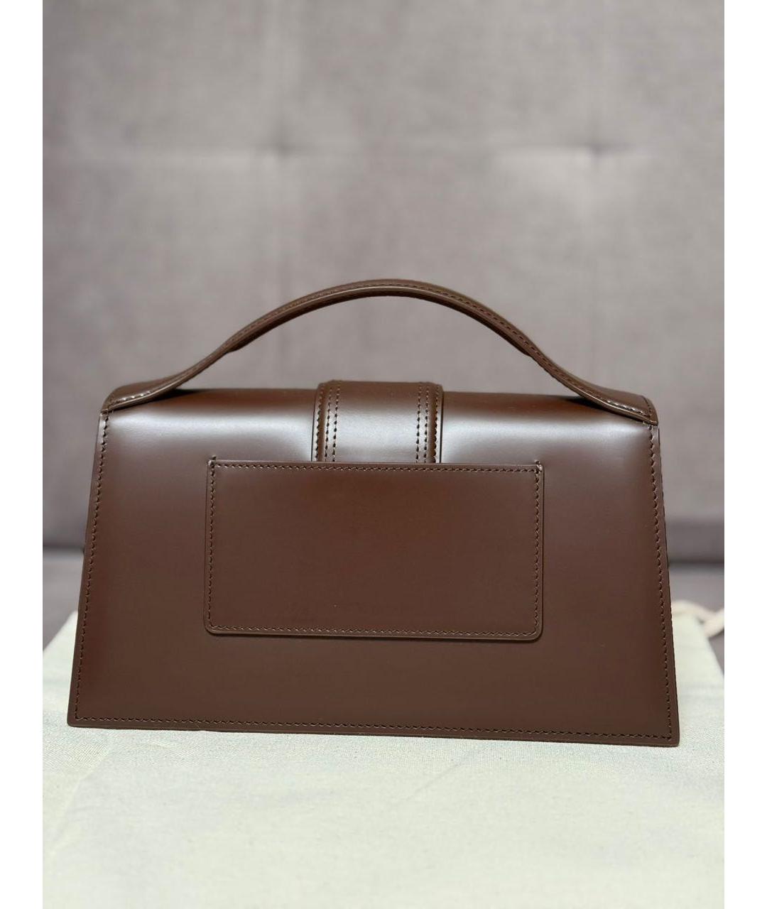 JACQUEMUS Коричневая кожаная сумка с короткими ручками, фото 3