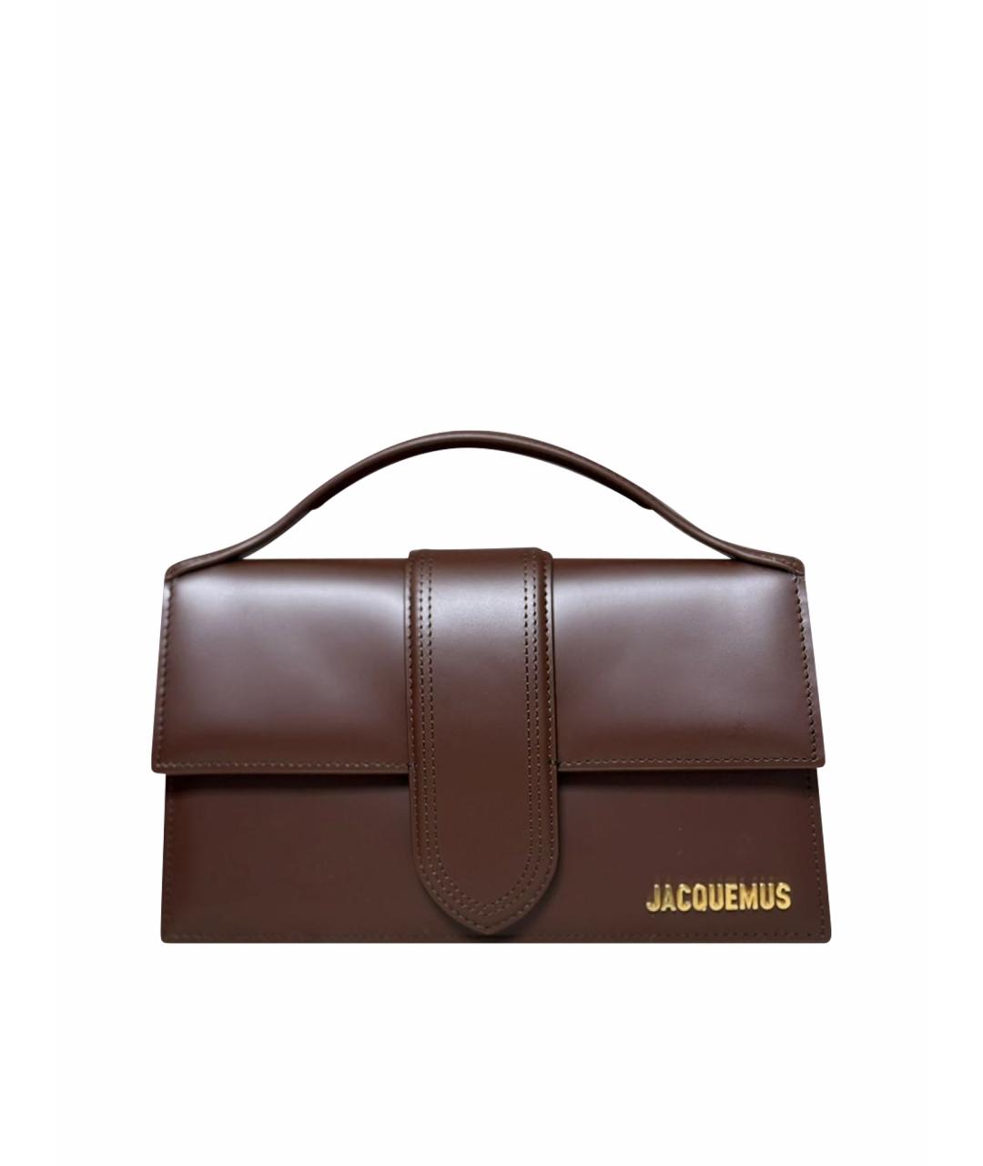 JACQUEMUS Коричневая кожаная сумка с короткими ручками, фото 1