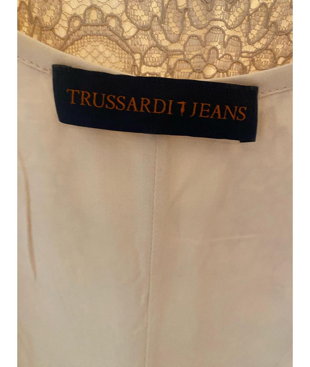 TRUSSARDI JEANS Белое кружевное коктейльное платье, фото 6