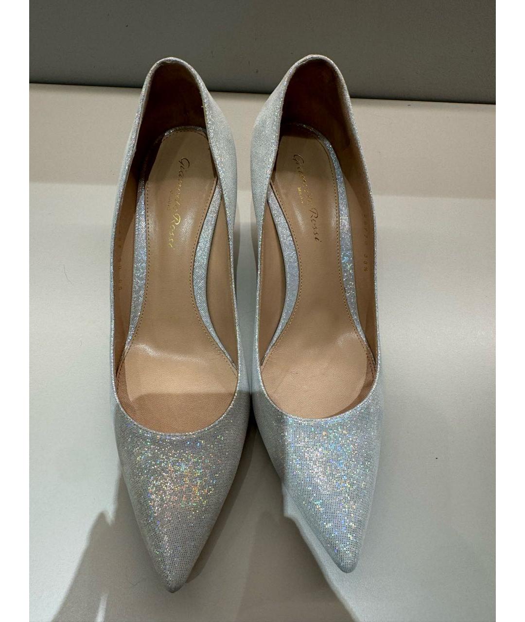 GIANVITO ROSSI Серебряные кожаные туфли, фото 3