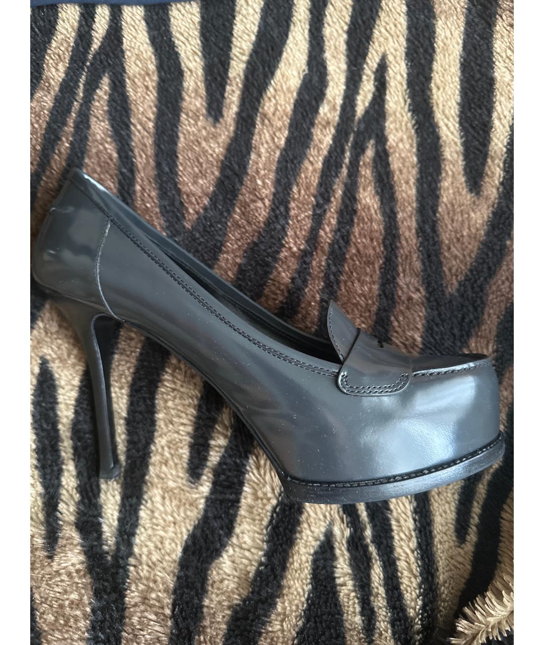 SAINT LAURENT Серые кожаные туфли, фото 6