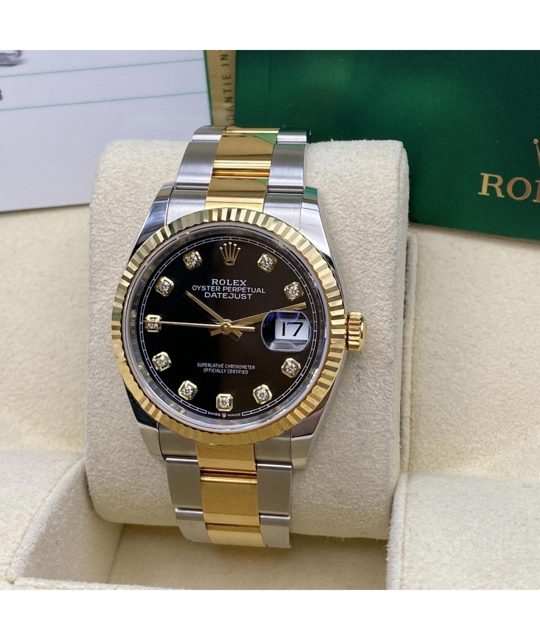 ROLEX Черные часы из желтого золота, фото 3