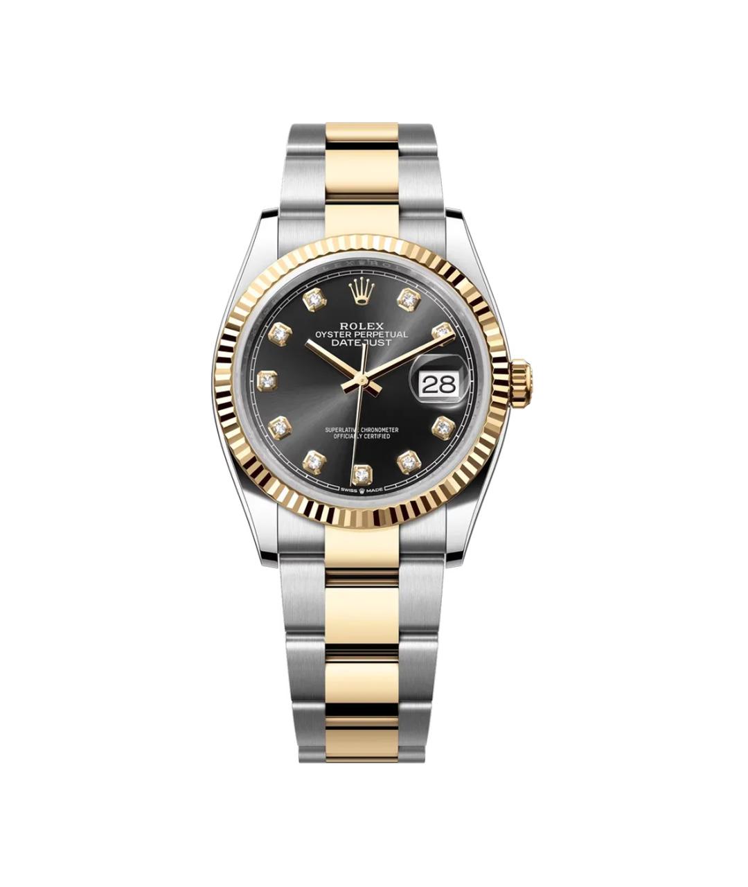 ROLEX Черные часы из желтого золота, фото 1