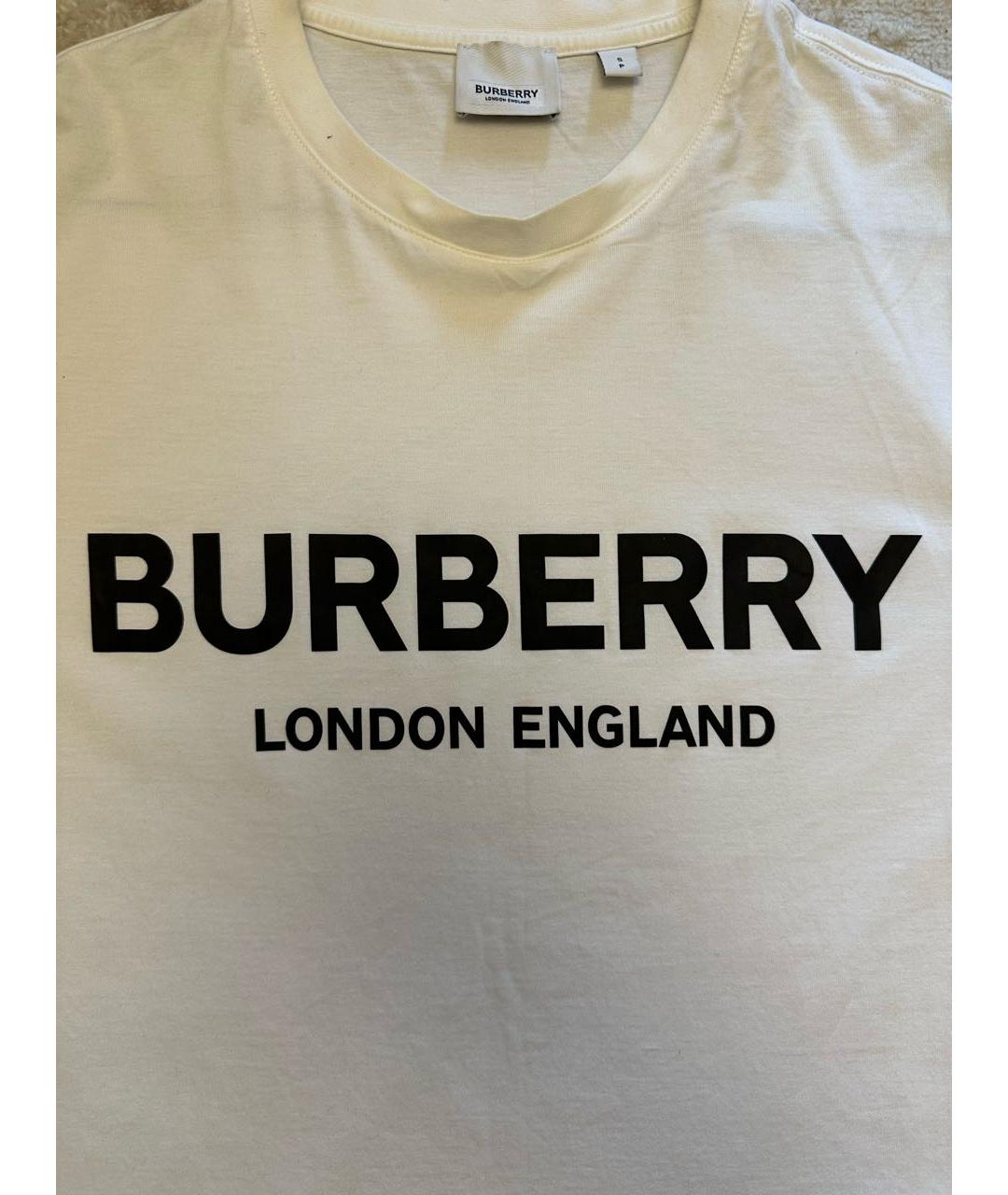 BURBERRY Белая хлопковая футболка, фото 4