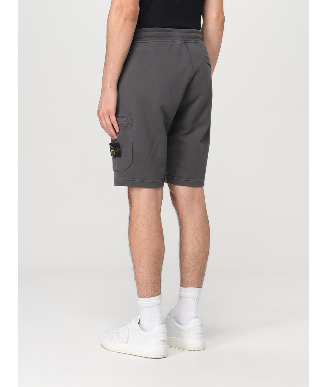 STONE ISLAND Серые хлопковые шорты, фото 3