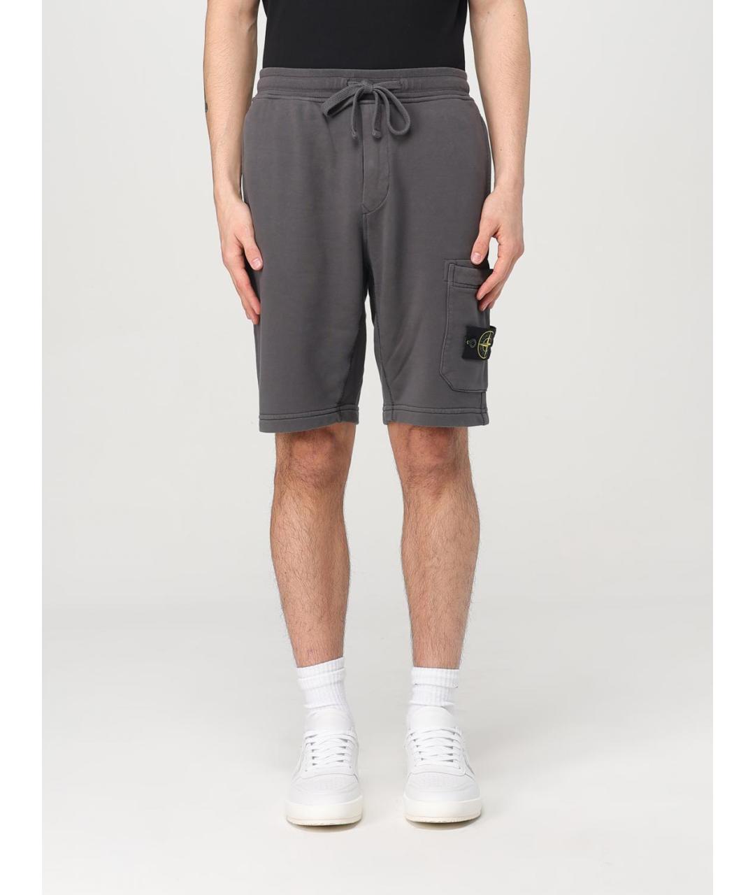 STONE ISLAND Серые хлопковые шорты, фото 2