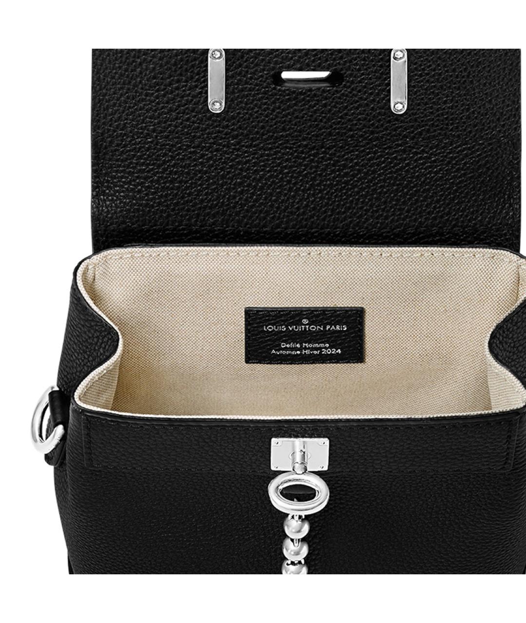 LOUIS VUITTON Черная кожаная сумка через плечо, фото 4