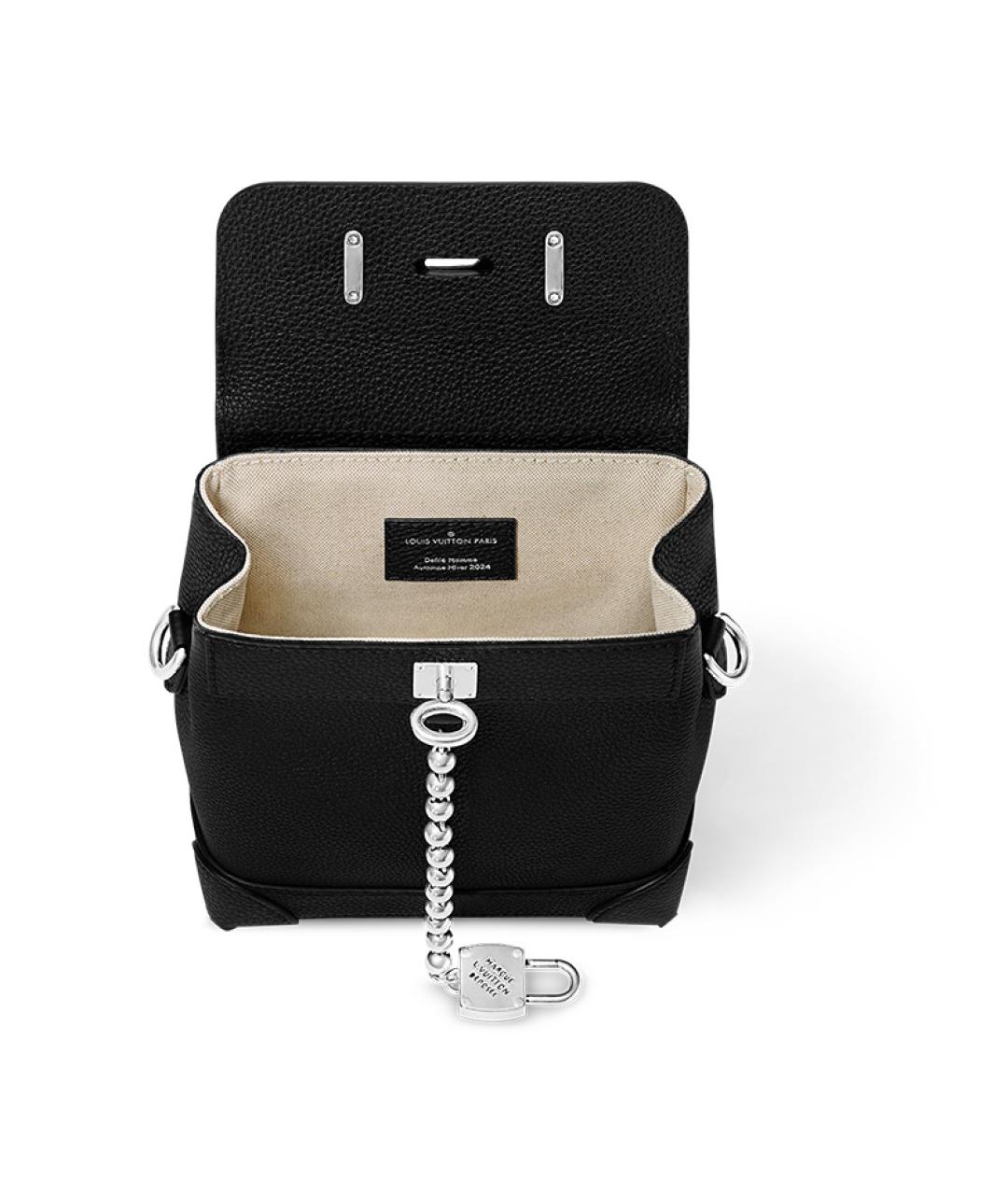 LOUIS VUITTON Черная кожаная сумка через плечо, фото 3