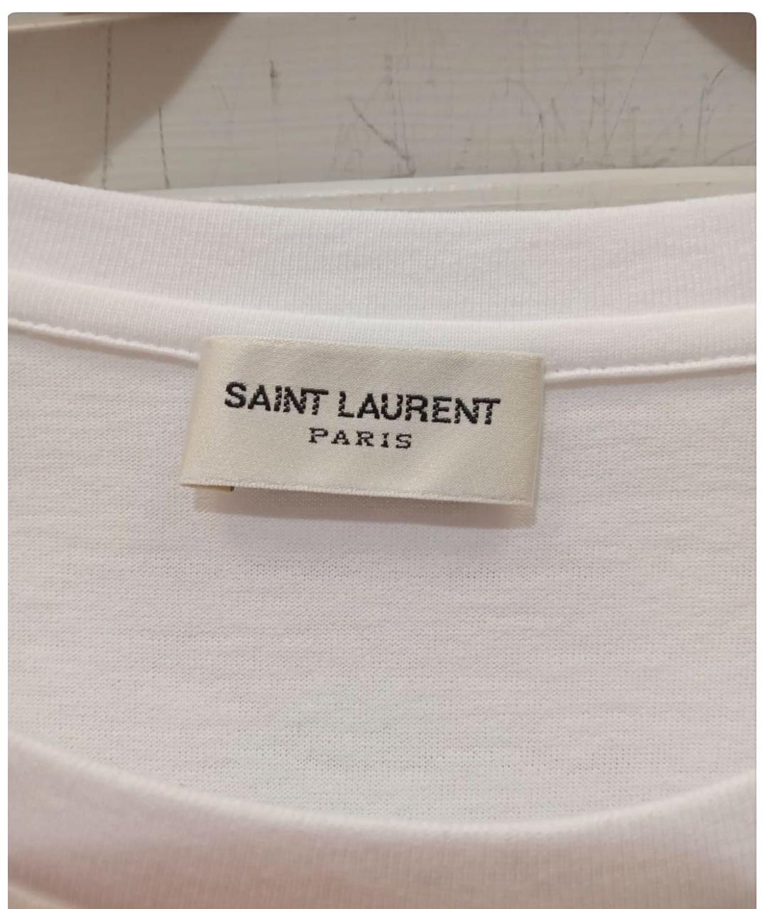 SAINT LAURENT Белая хлопковая футболка, фото 5